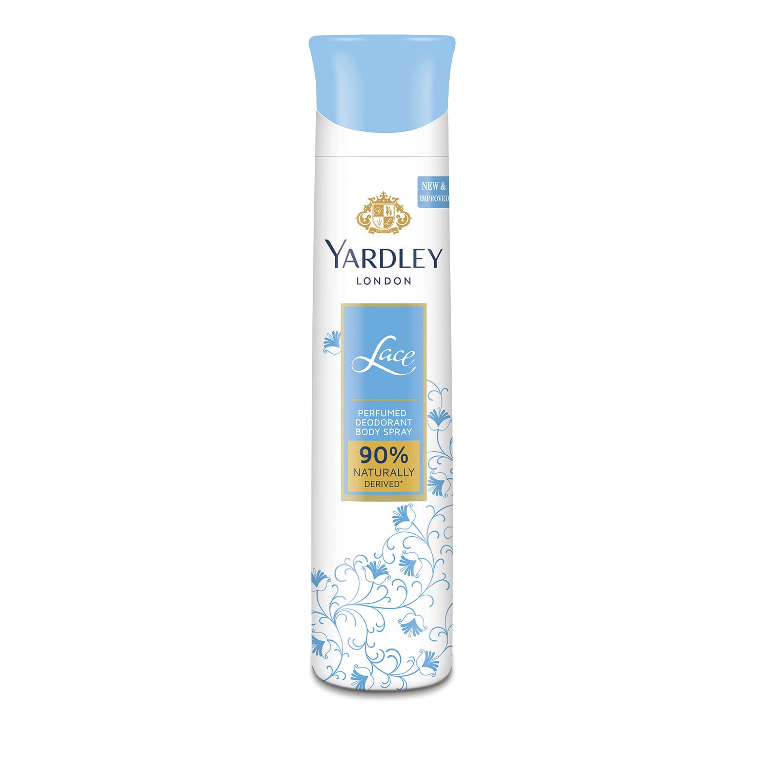 Yardley London Lace Perfumed Deodorant Body Spray for Women - 150ml Fresh Floral Scent, 90% Naturally Derived, Long-Lasting Fragrance - Perfect for Daily Use, Work, Gym & Outdoor Activities