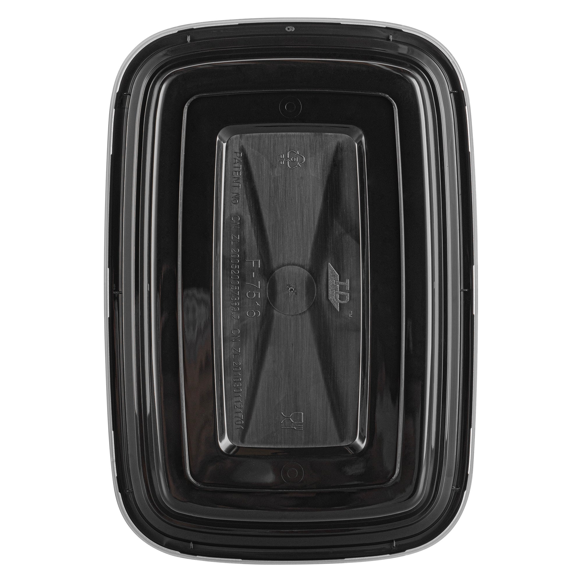 16 oz Black Rectangle Plastic Food Storage Container with Clear Lid - Microwave Safe (7.75