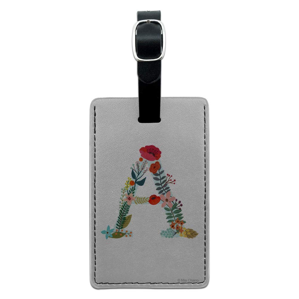 Floral Letter A Leather Luggage Tag - Personalized Rectangle ID Tag for Suitcases & Carry-On Bags | Perfect for Travel, Business Trips & Vacation Identification