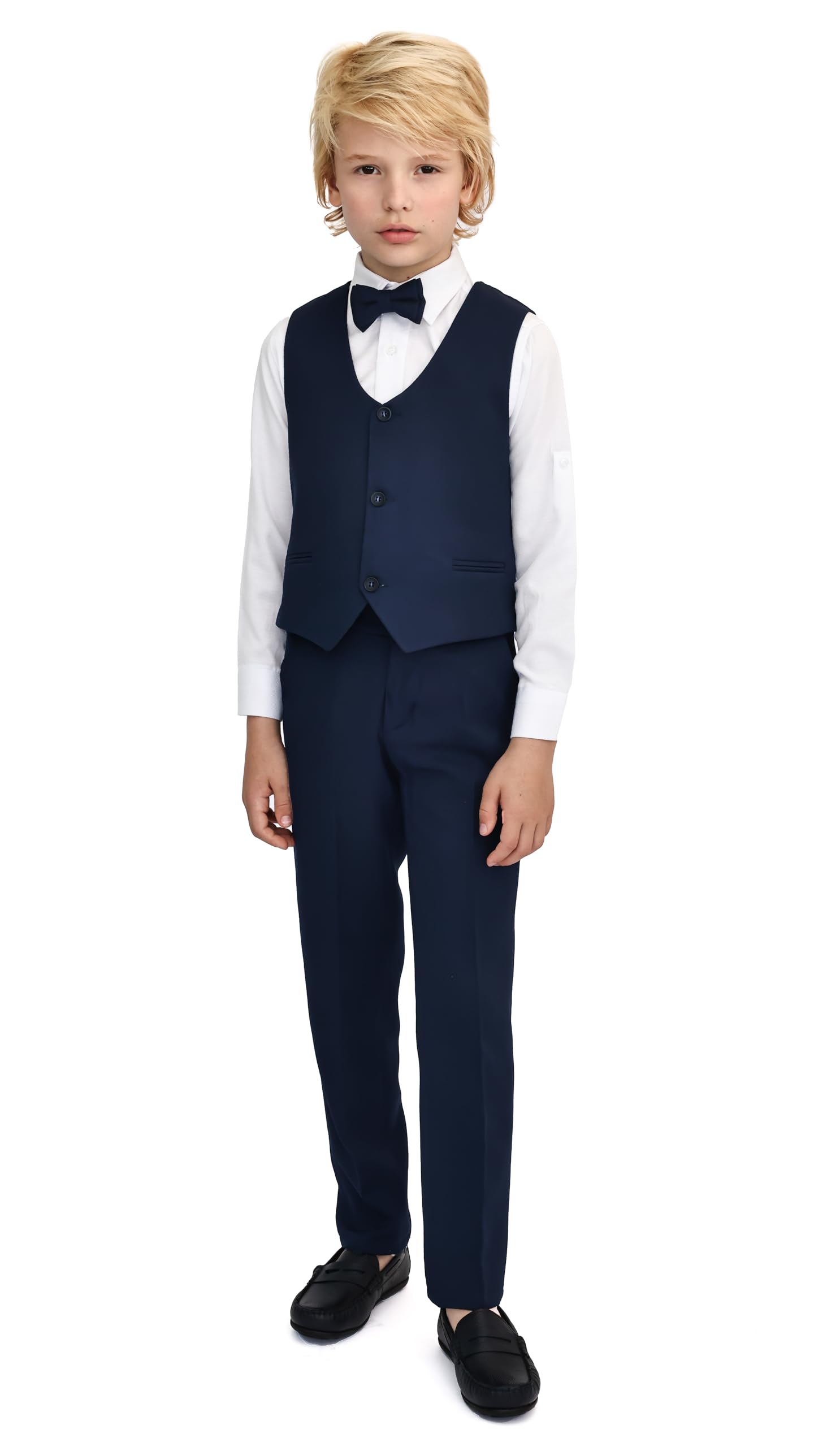 Lilax Boys Formal 4-Piece Suit Set - Dress Shirt, Pants, Tie & Vest | Perfect for Weddings, School Photos & Special Occasions
