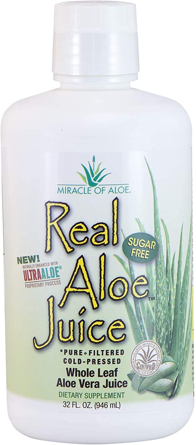 Pure Aloe Vera Juice - 100% Natural Whole Leaf Extract, Not from Concentrate, 1 Quart Dietary Supplement Drink | Hydrating & Detoxifying for Digestive Health, Skin Care & Immune Support