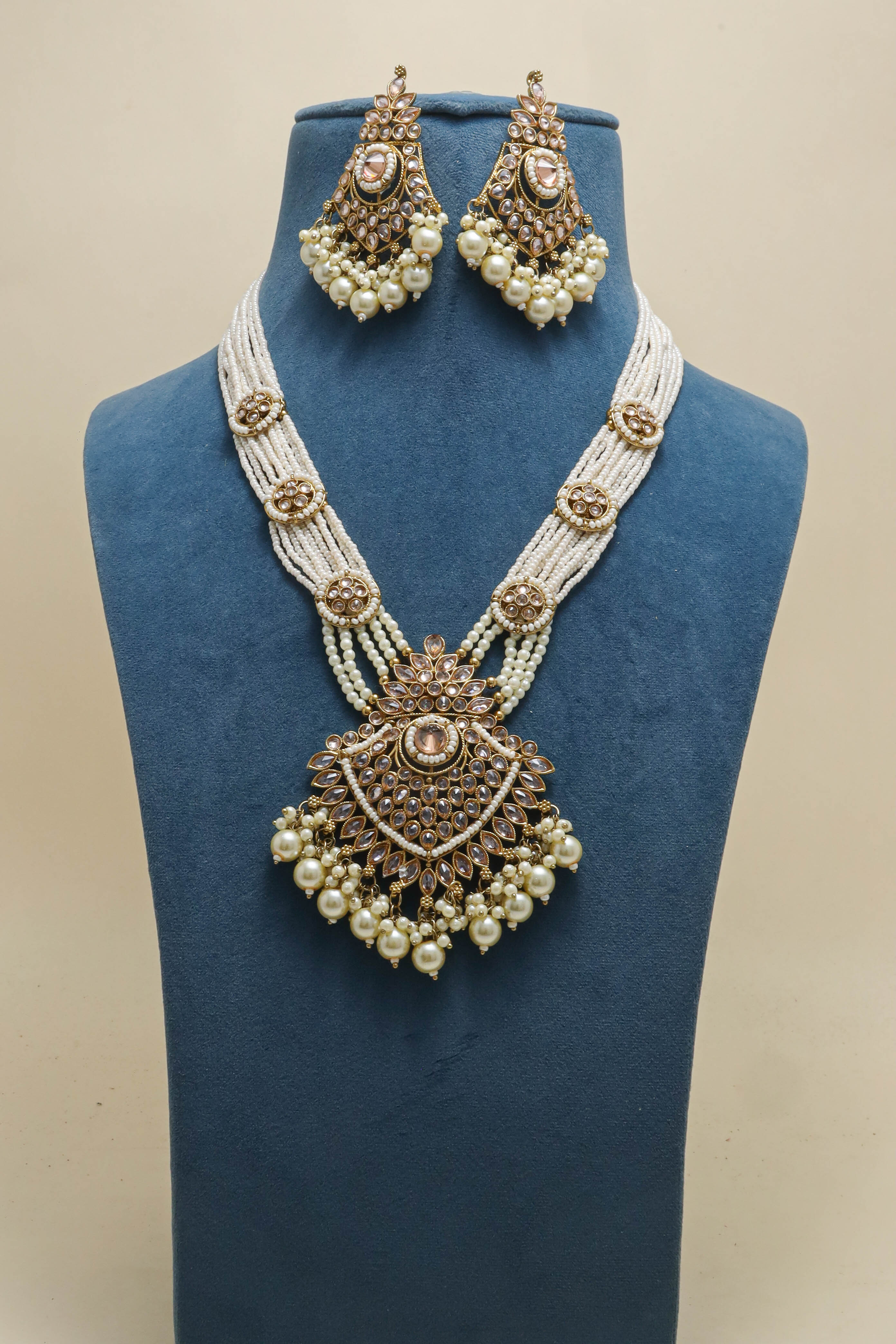 Samaira Polki Full Mala Set - Traditional Indian Bridal Jewelry Necklace for Weddings & Special Occasions
