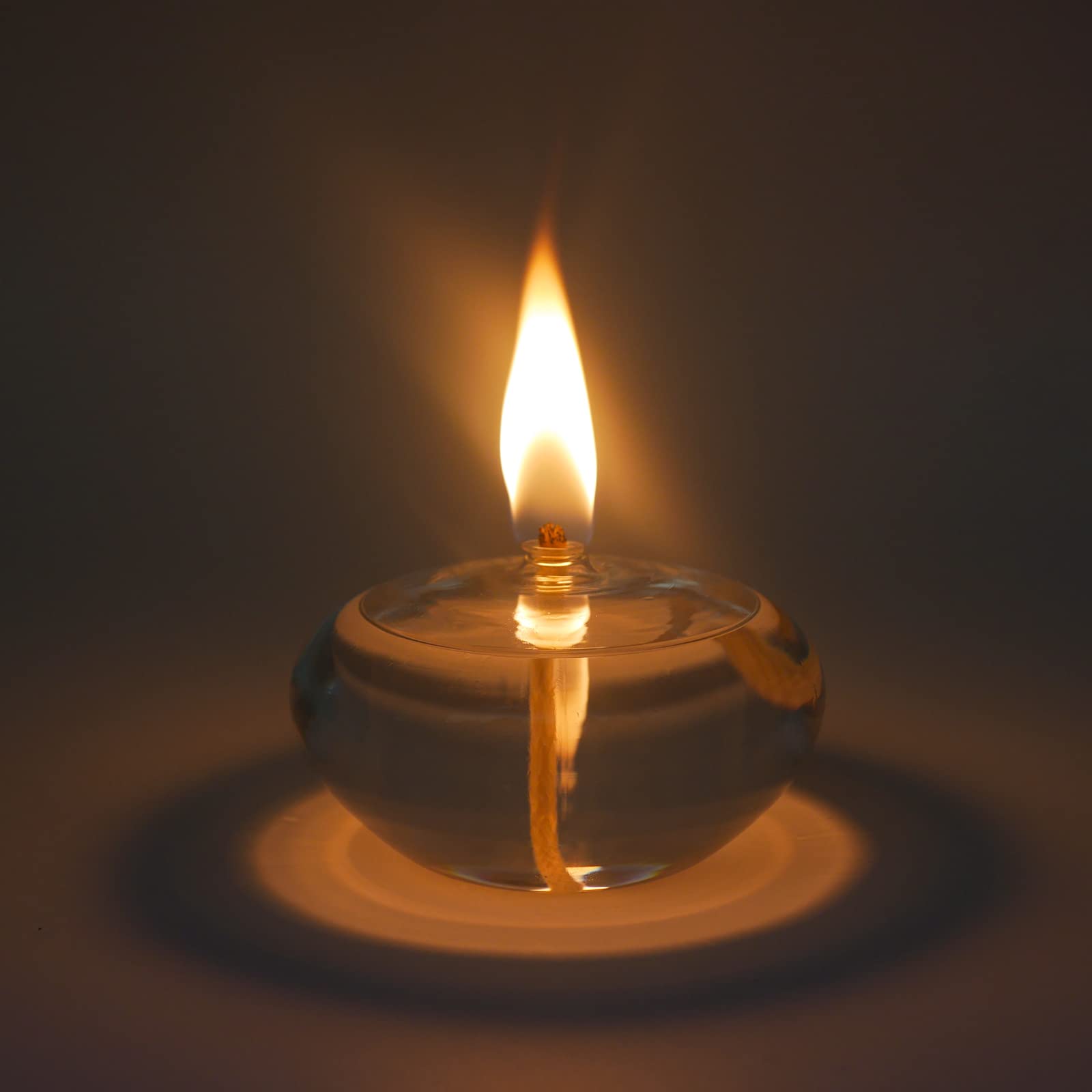 Refillable Liquid Petite Oil Lamp - Durable Borosilicate Glass Oil Candle (Oval) for Home Decor, Romantic Ambiance & Emergency Lighting
