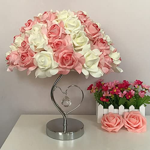 European Style Modern LED Table Lamp - Romantic Rose Flower Night Light for Bedroom, Wedding & Party Decor - Pink Sleep Lighting for Bedside, Home Atmosphere