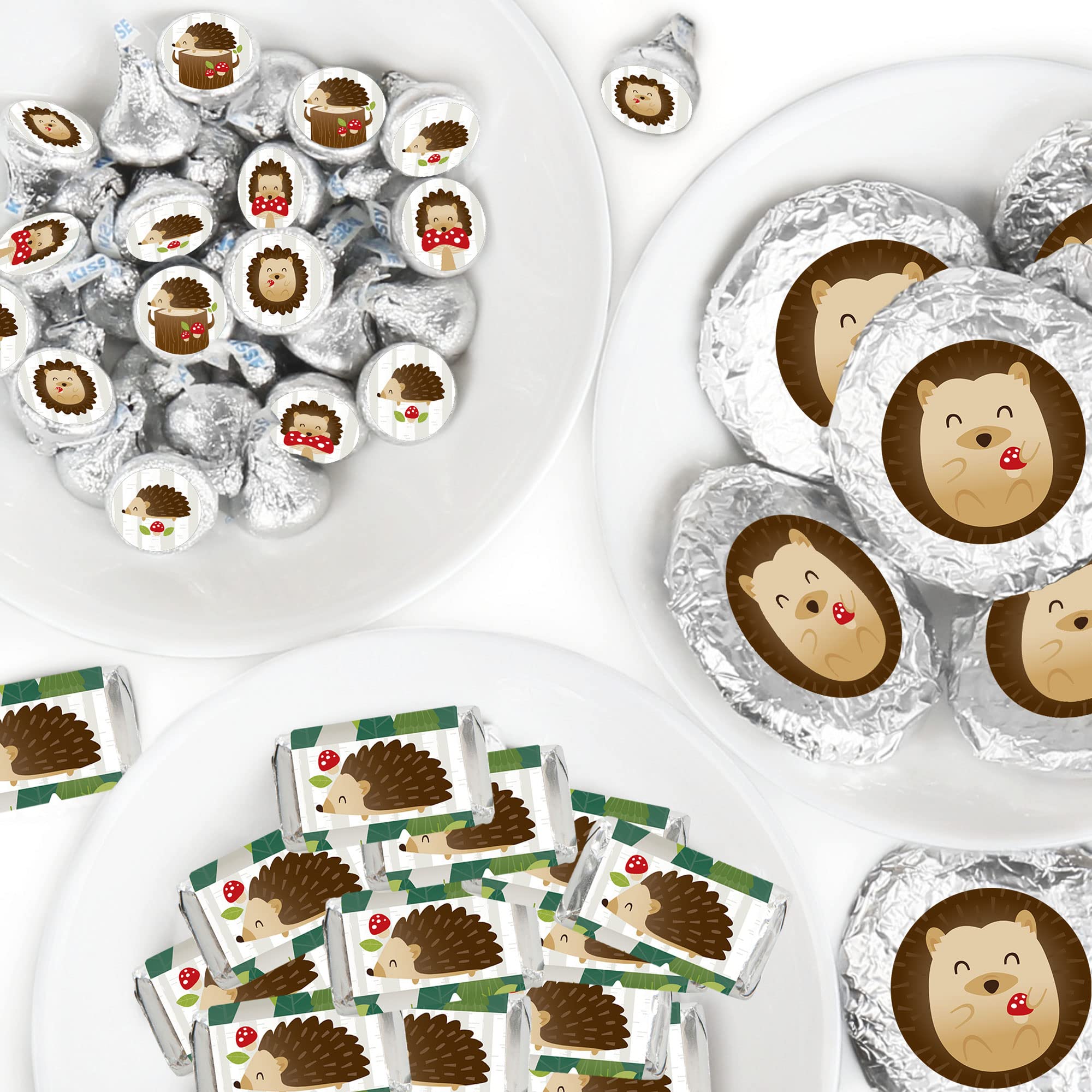 Big Dot of Happiness Forest Hedgehogs Candy Wrappers & Stickers Kit - 304pcs Woodland Party Supplies for Baby Showers, Birthdays, Favors - Perfect for DIY Treats, Gift Packaging & Scrapbooking