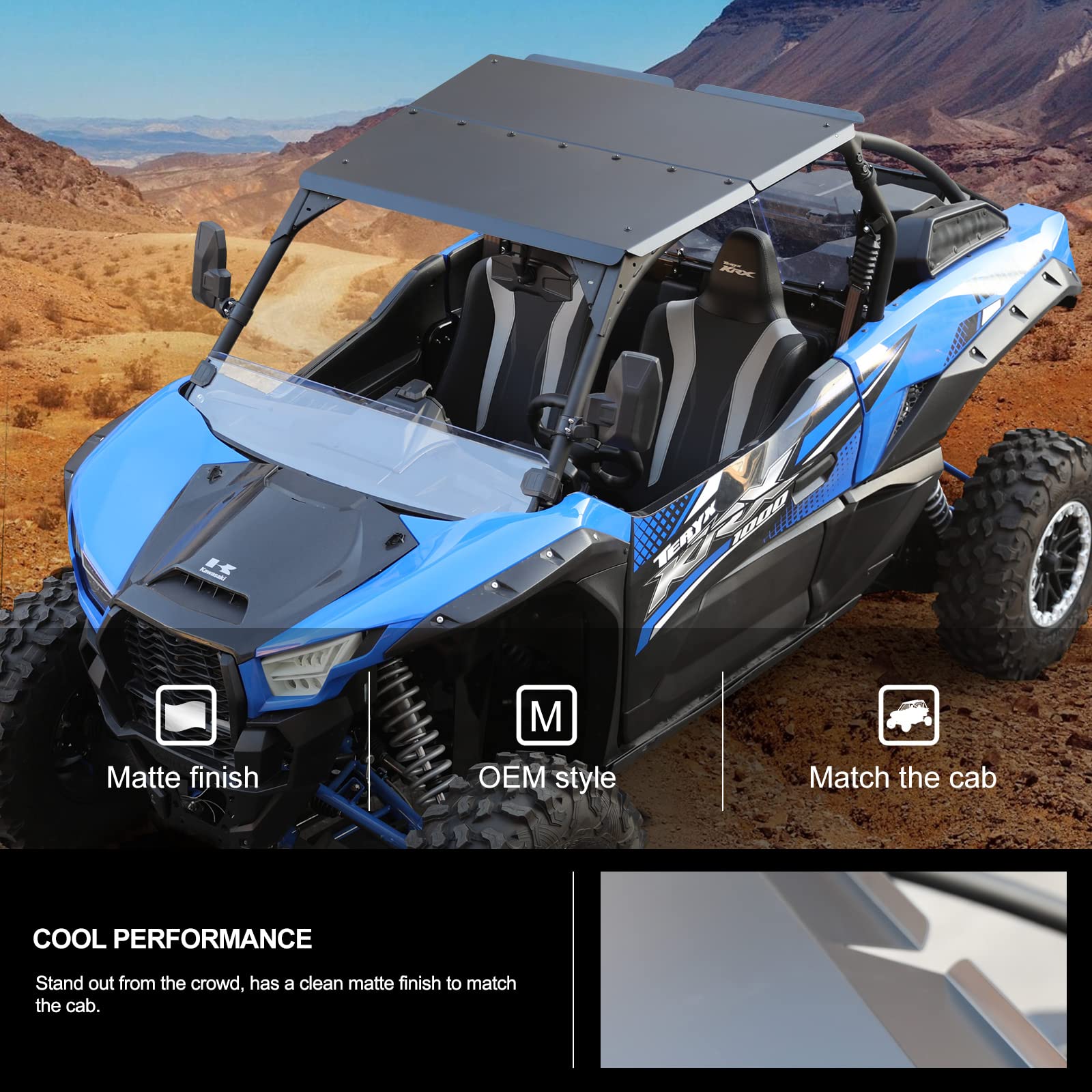 2020-2025 Kawasaki Teryx KRX 1000 Aluminum Hard Top Roof - KIWI MASTER Black Accessories for Off-Road & UTV Protection | Weatherproof & Durable Cover for Outdoor Adventures