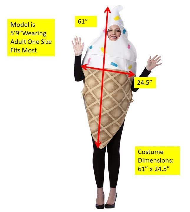 Rasta Imposta Ice Cream Cone Costume - Fun & Colorful Adult Dress Up for Halloween, Cosplay, and Themed Parties