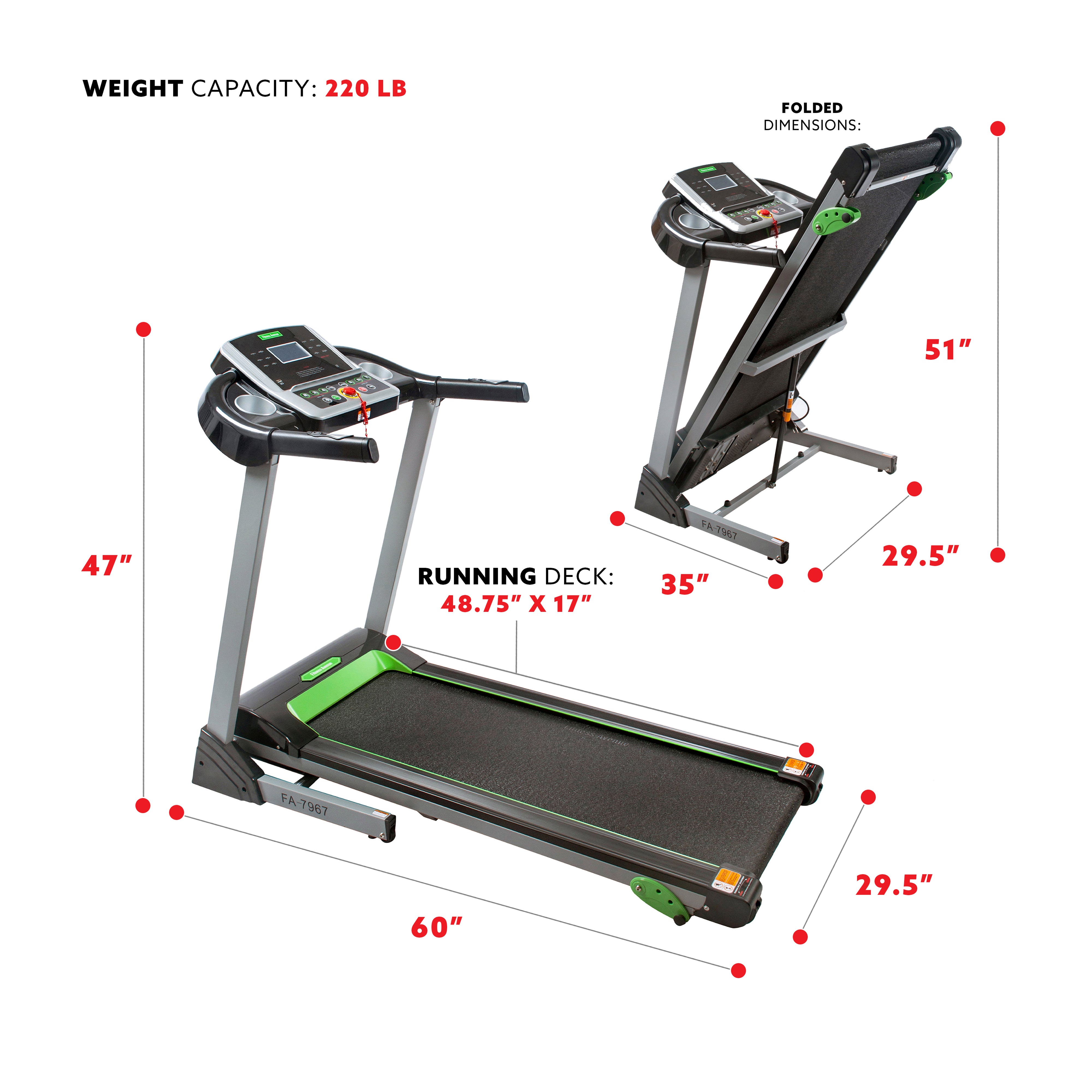 Fitness Avenue Manual Incline Treadmill with Bluetooth & Speakers - Compact Home Gym Equipment for Cardio Workouts