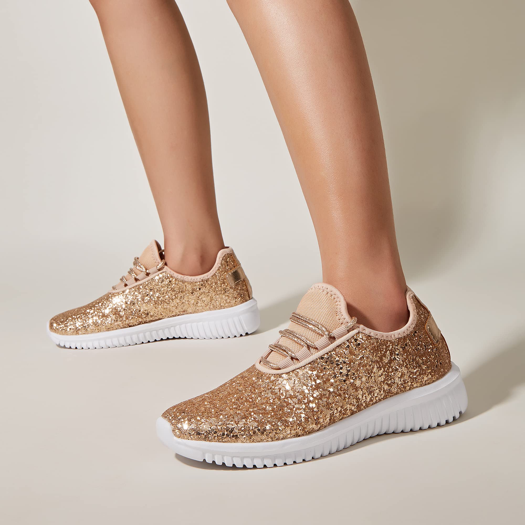 K KIP WOK Women's Fashion Glitter Sneakers - Slip On Running Shoes, Lightweight Tennis Walking Shoes for Women | Perfect for Gym, Workout, Casual Wear & Daily Comfort