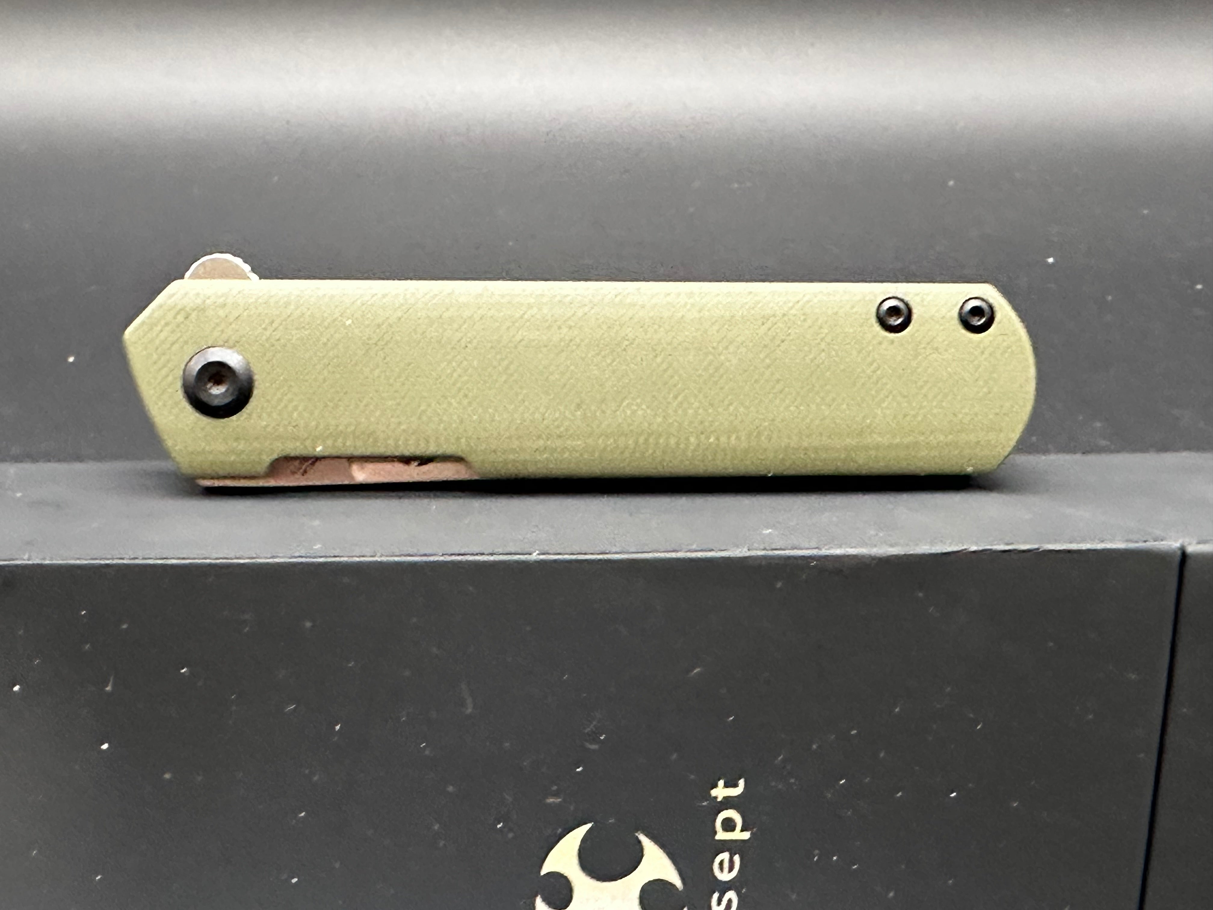 KANSEPT FOOSA Folding Pocket Knife - OD Green G10 Handle, 154CM Plain Edge Blade - EDC, Camping, Hiking & Outdoor Survival Tool