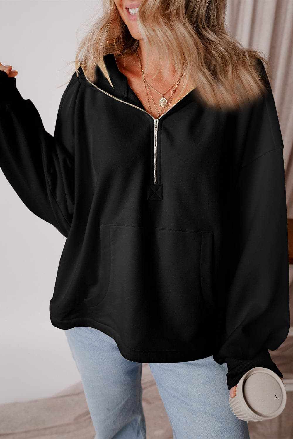 Men's Casual Half Zip Hoodie with Kangaroo Pockets - Lightweight Pullover for Outdoor Activities & Lounge Wear