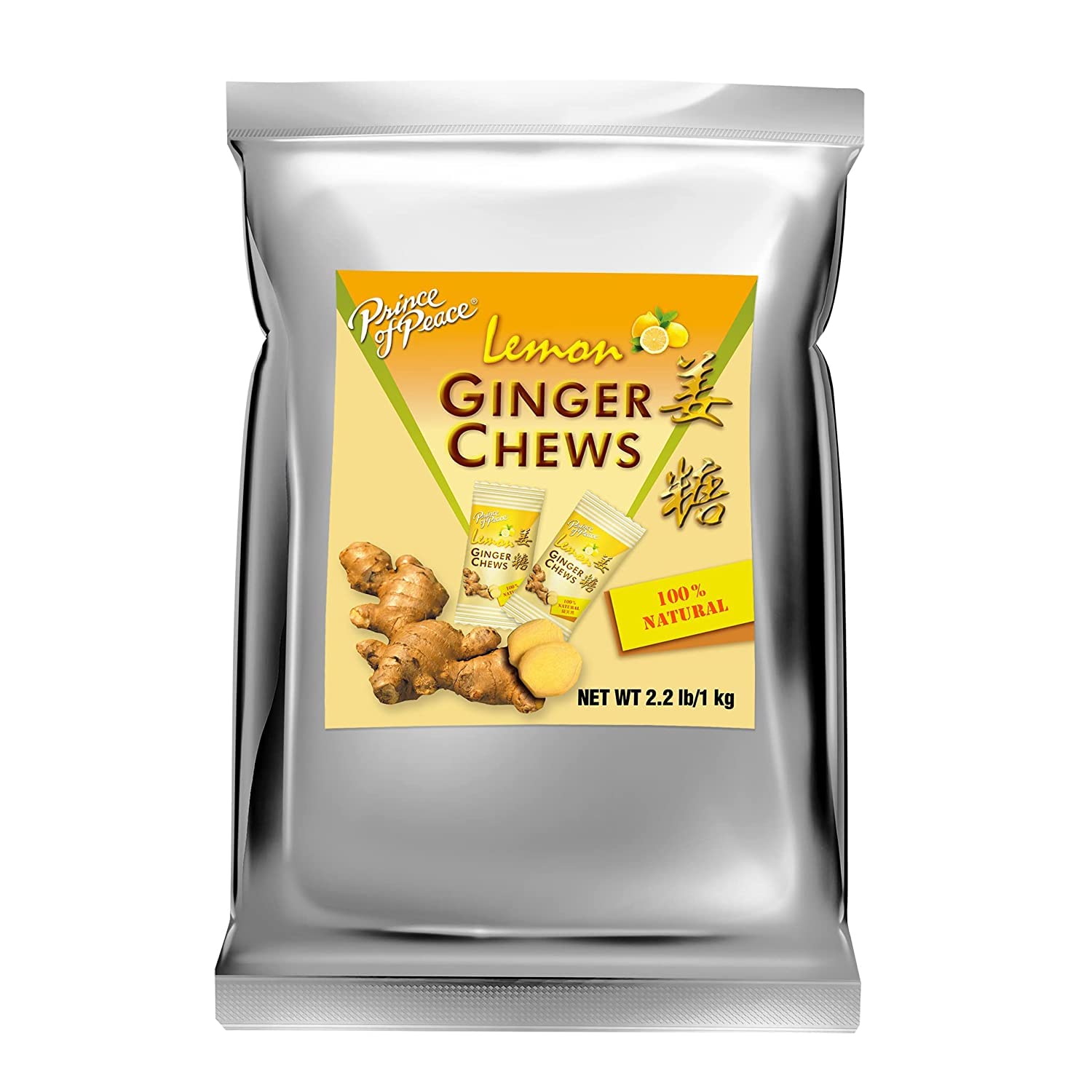Natural Ginger Candy with Lemon - 2.2lb Pack for Digestion & Nausea Relief