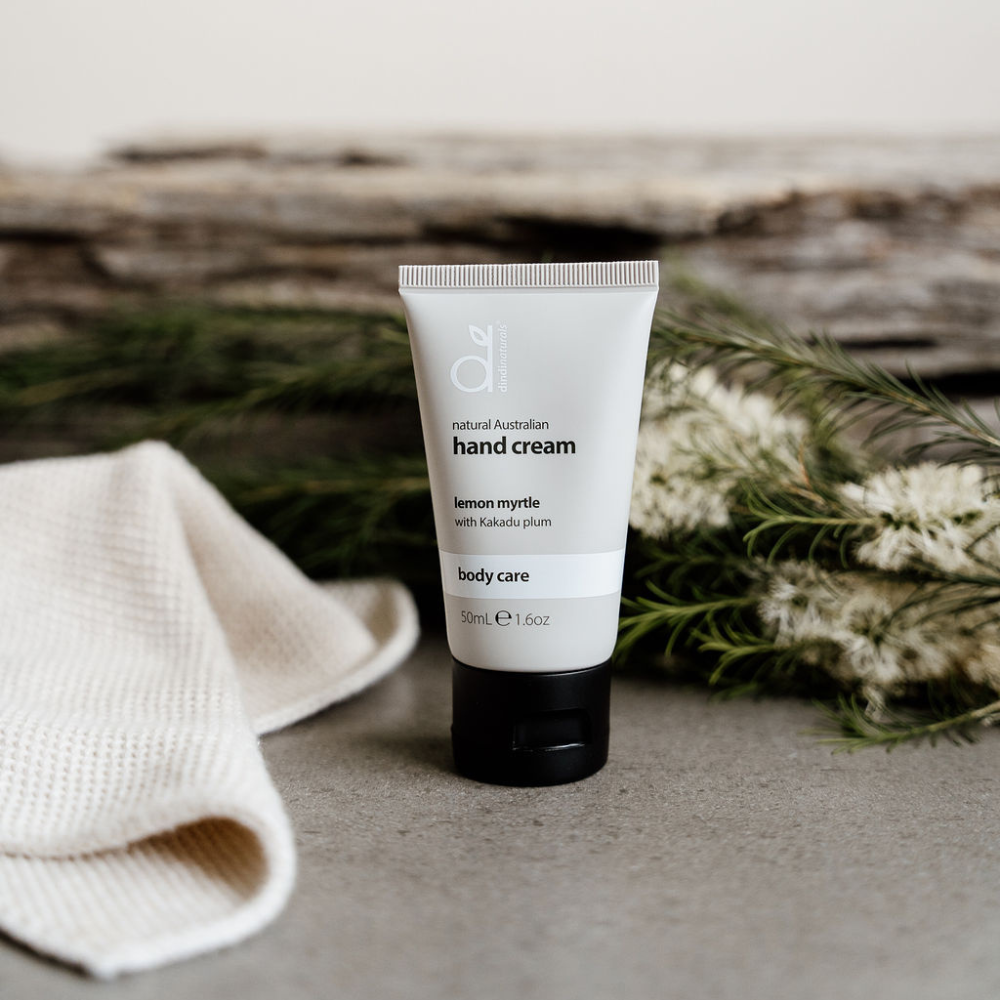 Dindi Naturals Hand Cream 50ml - Lemon Myrtle Scented Moisturizing Lotion for Dry Skin | Travel-Friendly Tube | Perfect for Office, Home & On-The-Go Hydration