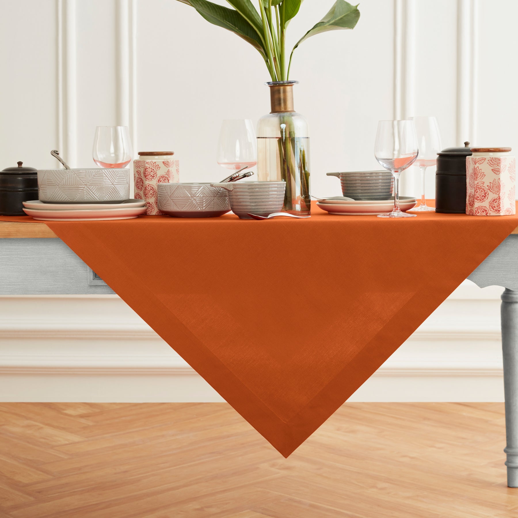 Premium Dru Cotton Linen Table Throw - Soft & Durable Table Cover for Dining Room, Kitchen, or Outdoor Picnic - Elegant Home Decor & Party Tablecloth