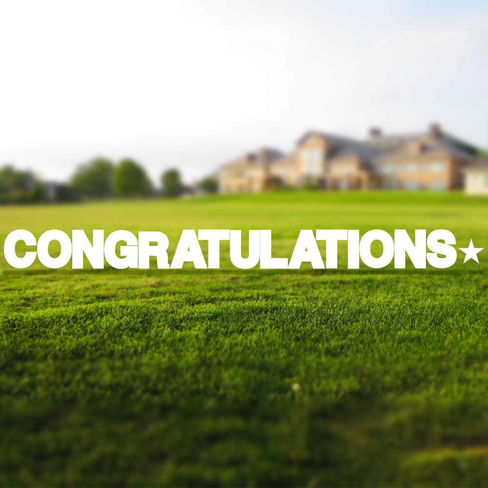 Vispronet 18in Tall Weather-Resistant Congratulations Yard Sign with Steel Stakes - White Outdoor Party Decor for Graduation, Wedding & Baby Shower Celebrations