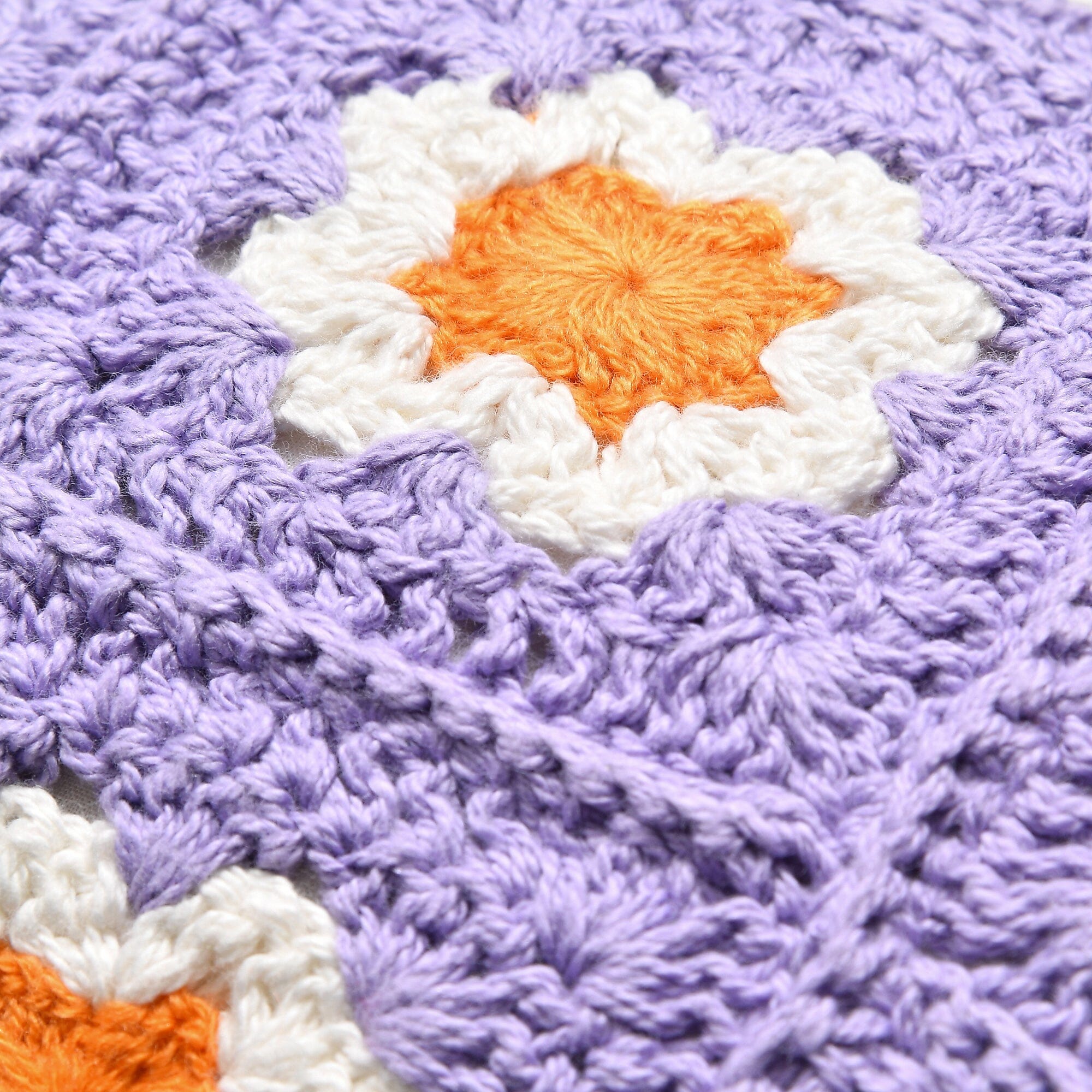 Handmade Crochet Flower Pillow Cover 16x10 Inches Light Purple - Boho Home Decor for Living Room, Bedroom, or Nursery