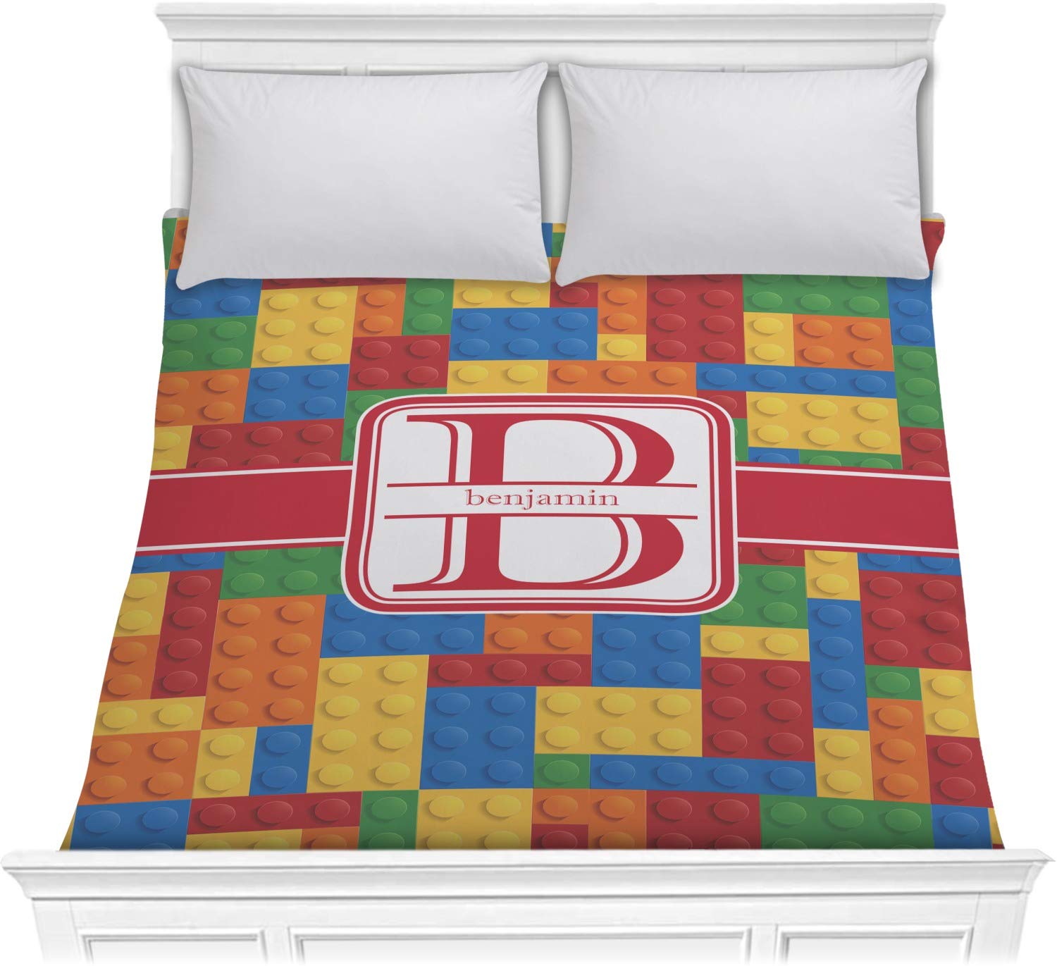 Custom Name Building Blocks Comforter Set - Full/Queen Size Soft Bedding for Kids & Teens - Perfect for Birthday Gifts, Dorm Room Decor, and Cozy Bedroom Makeovers