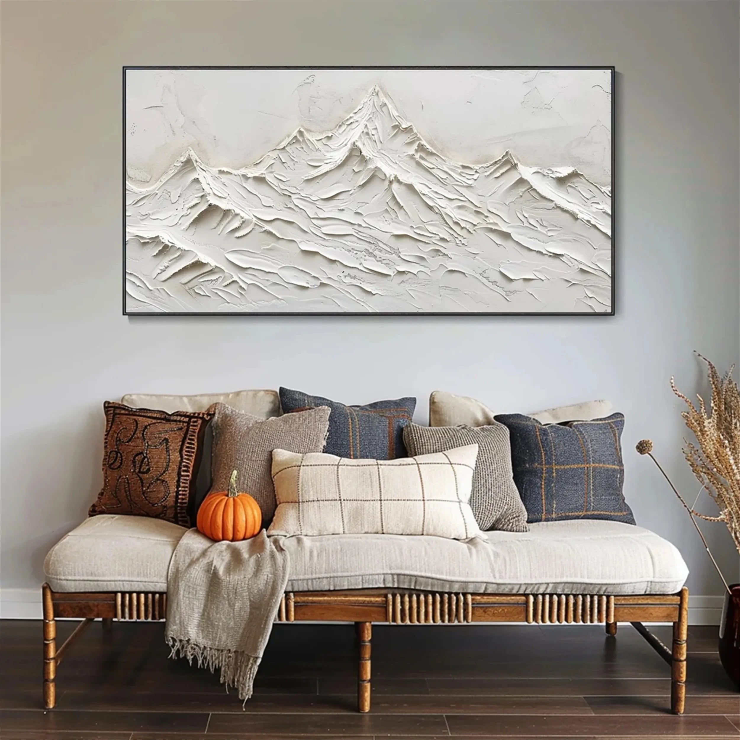 White Minimalist Textured Painting Canvas #MM246 - Modern Abstract Wall Art for Living Room, Bedroom & Office Decor