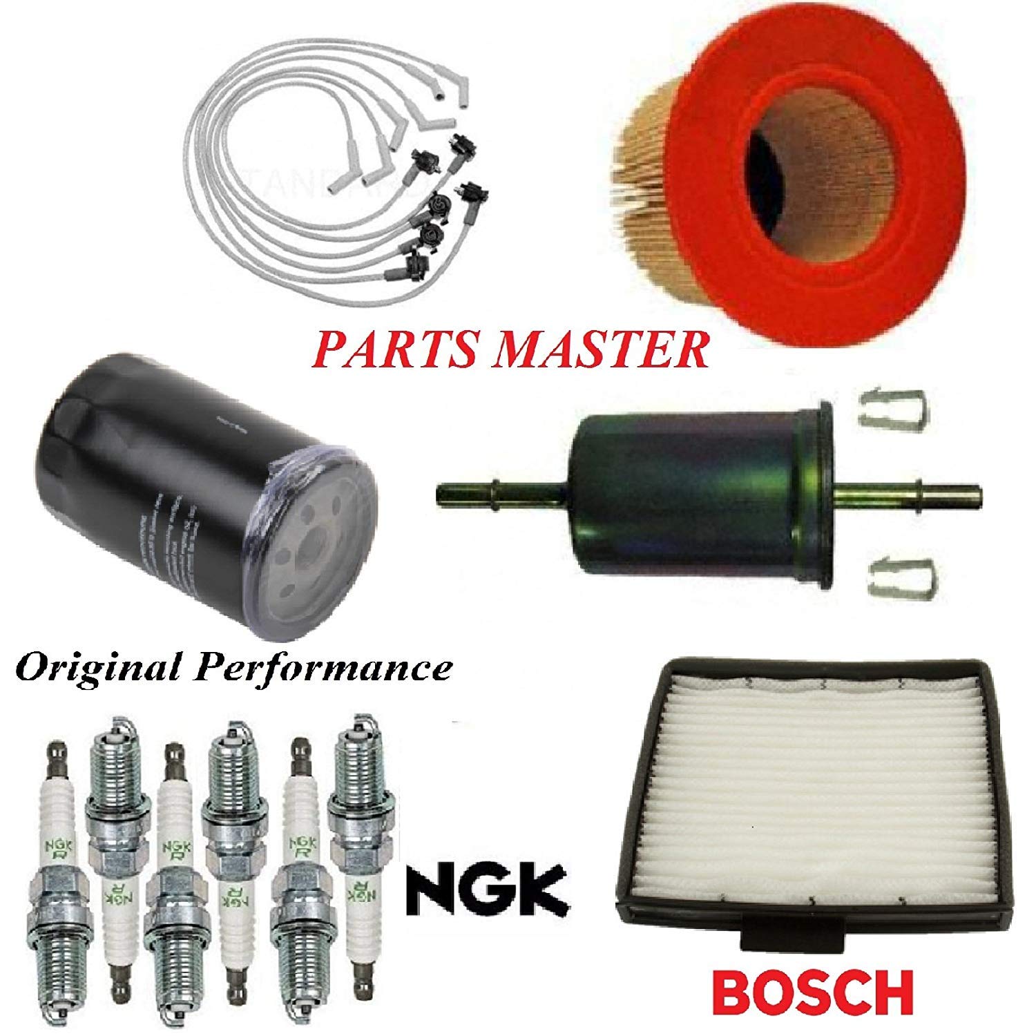 Ford F-150 V6 4.2L 1999-2000 Tune Up Kit - Air Cabin Oil Fuel Filters & Spark Plug Wires | Complete Engine Maintenance Set for Smooth Performance & Fuel Efficiency | Perfect for DIY Auto Repair & Truck Upgrades