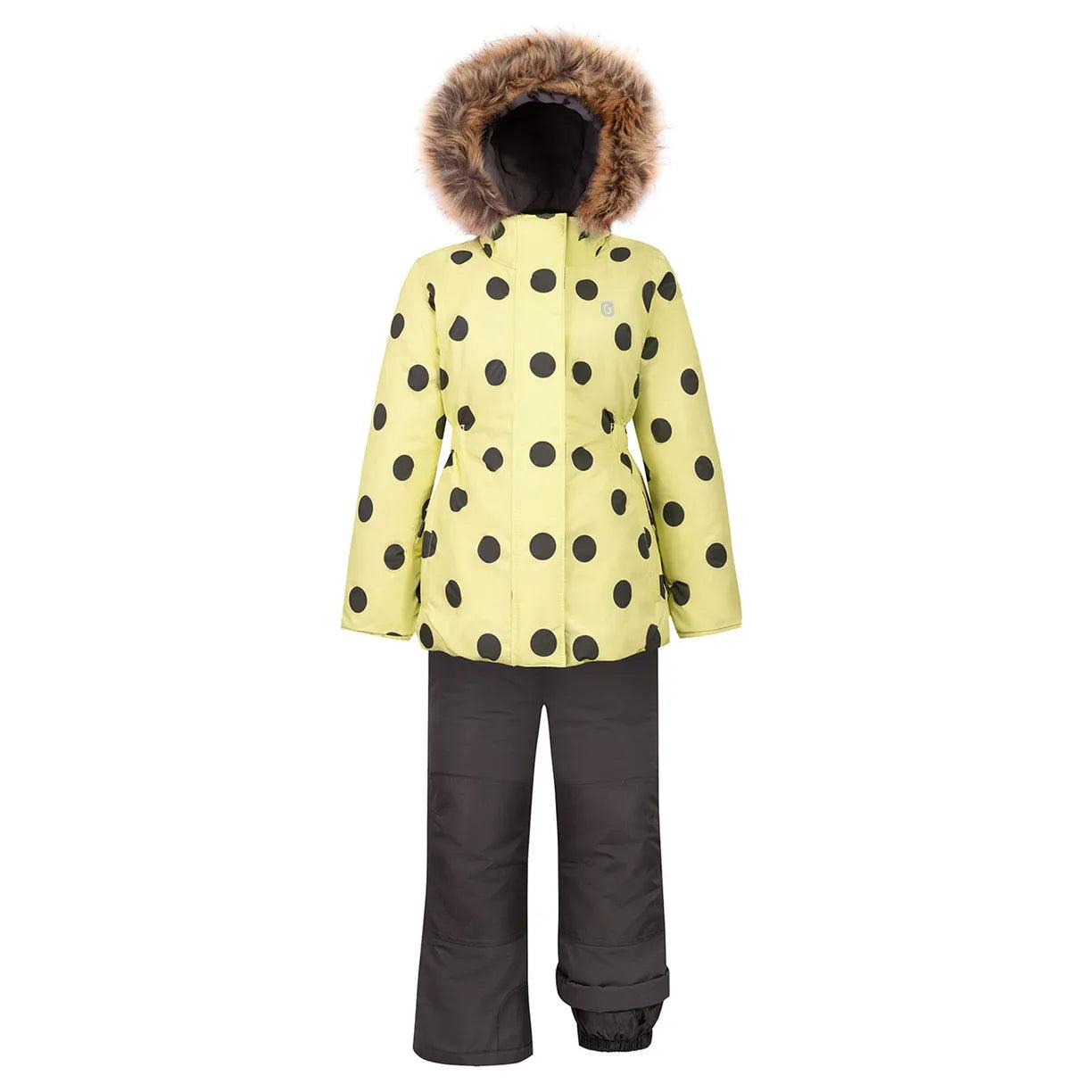 Gusti Girls Winter Snowsuit with Polkadot Design - Waterproof & Warm (Sizes 3T to 13/14 Years) - Perfect for Snow Play, Skiing & Outdoor Winter Activities