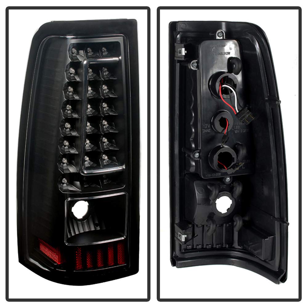 ACANII LED Tail Lights Brake Lamps for 2003-2006 Chevy Silverado 1500 2500HD 3500HD - Black Housing with C-Strip Design - Left & Right Pair - Upgrade Your Truck's Style & Visibility for Night Driving & Towing