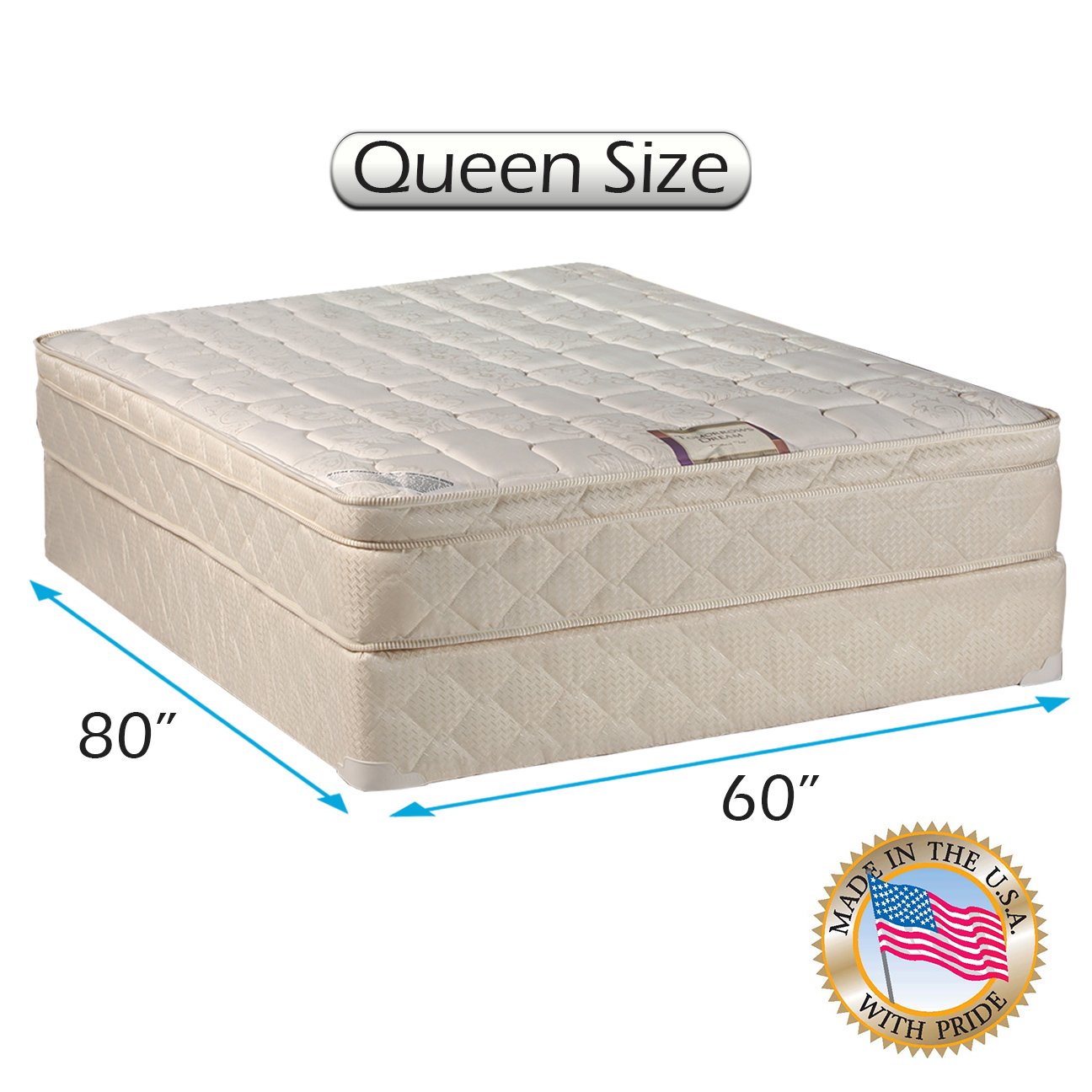 Dream Sleep Tomorrow's Dream PillowTop Queen Mattress Set - Eurotop Innerspring Coil System with Enhanced Support | Fully Assembled, Durable & Comfortable | Perfect for Master Bedrooms, Guest Rooms & Luxury Sleep Experience