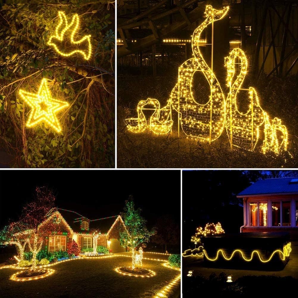 1000 LED Solar Rope Lights 164FT Waterproof Outdoor String Lights - 8 Modes, Copper Wire Fairy Lights for Christmas, Garden, Fence, Yard, Party, Pool & Wedding Decorations (Yellow) | Perfect for Backyard Lighting, Holiday Displays & Evening Ambiance