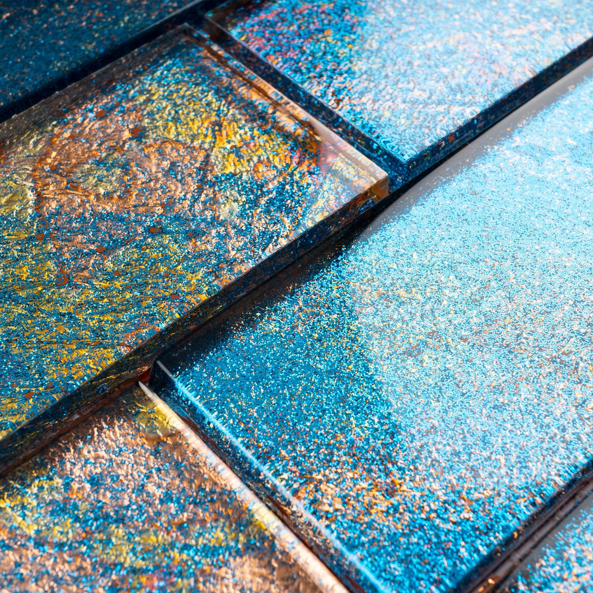 TGKG-02 Blue Galaxy 2x4 Glass Mosaic Tile Sheet - 10 Pack - Subway Tile for Kitchen Backsplash, Bathroom Wall & Shower Decor - Waterproof Peel & Stick DIY Installation