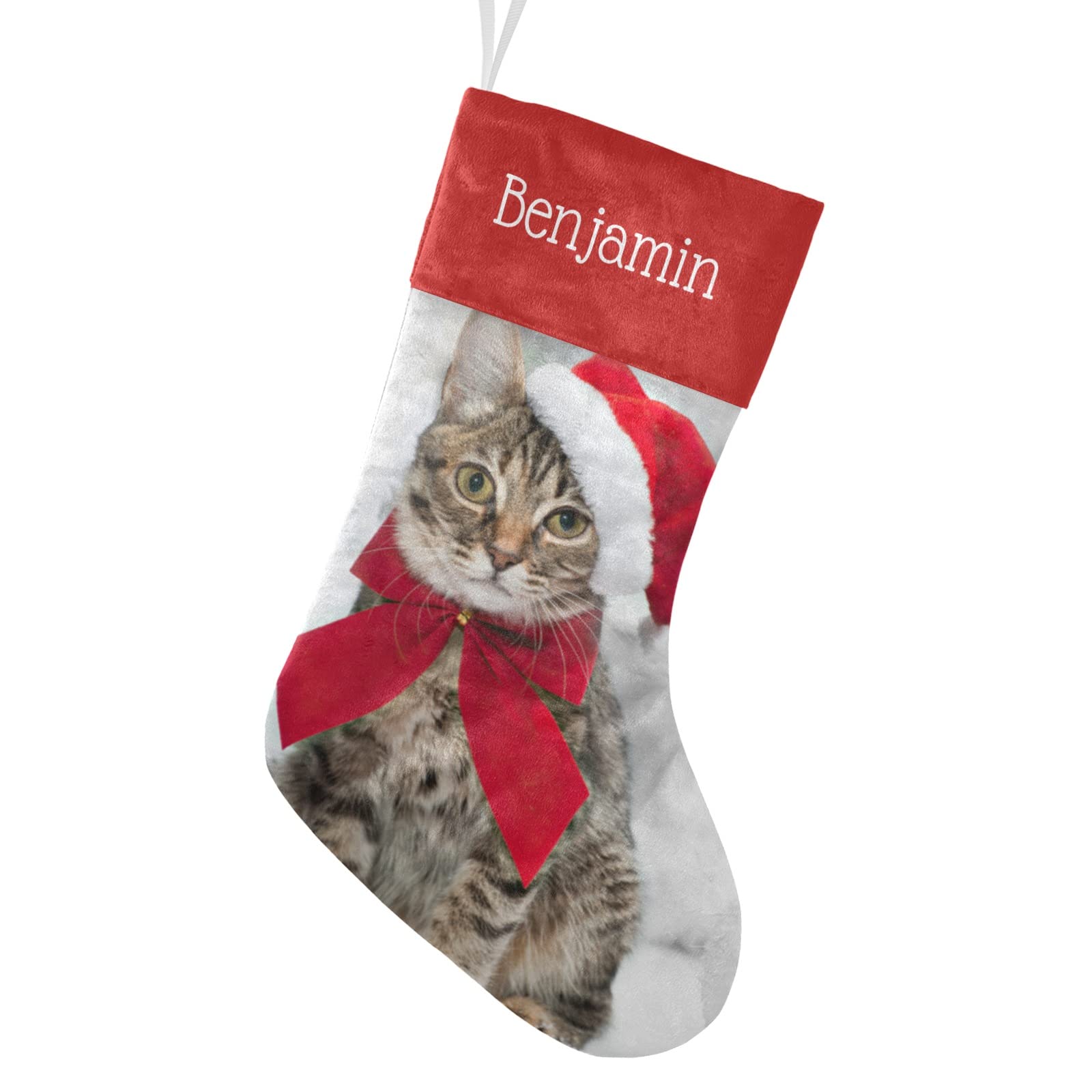Personalized Christmas Cat Stockings - Custom Name Holiday Socks for Family, Pets & Party Decor (17.52 x 7.87 Inch) - Perfect for Fireplace Mantel, Gift Exchange & Festive Home Decoration