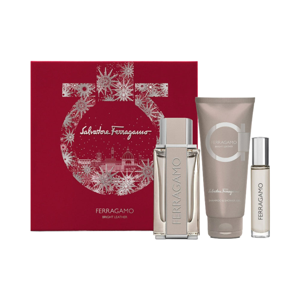 Bright Leather 3-Piece Eau De Toilette Set - 100ml Perfume for Men | Long-Lasting Fragrance Gift Set for Daily Wear, Date Night & Special Occasions