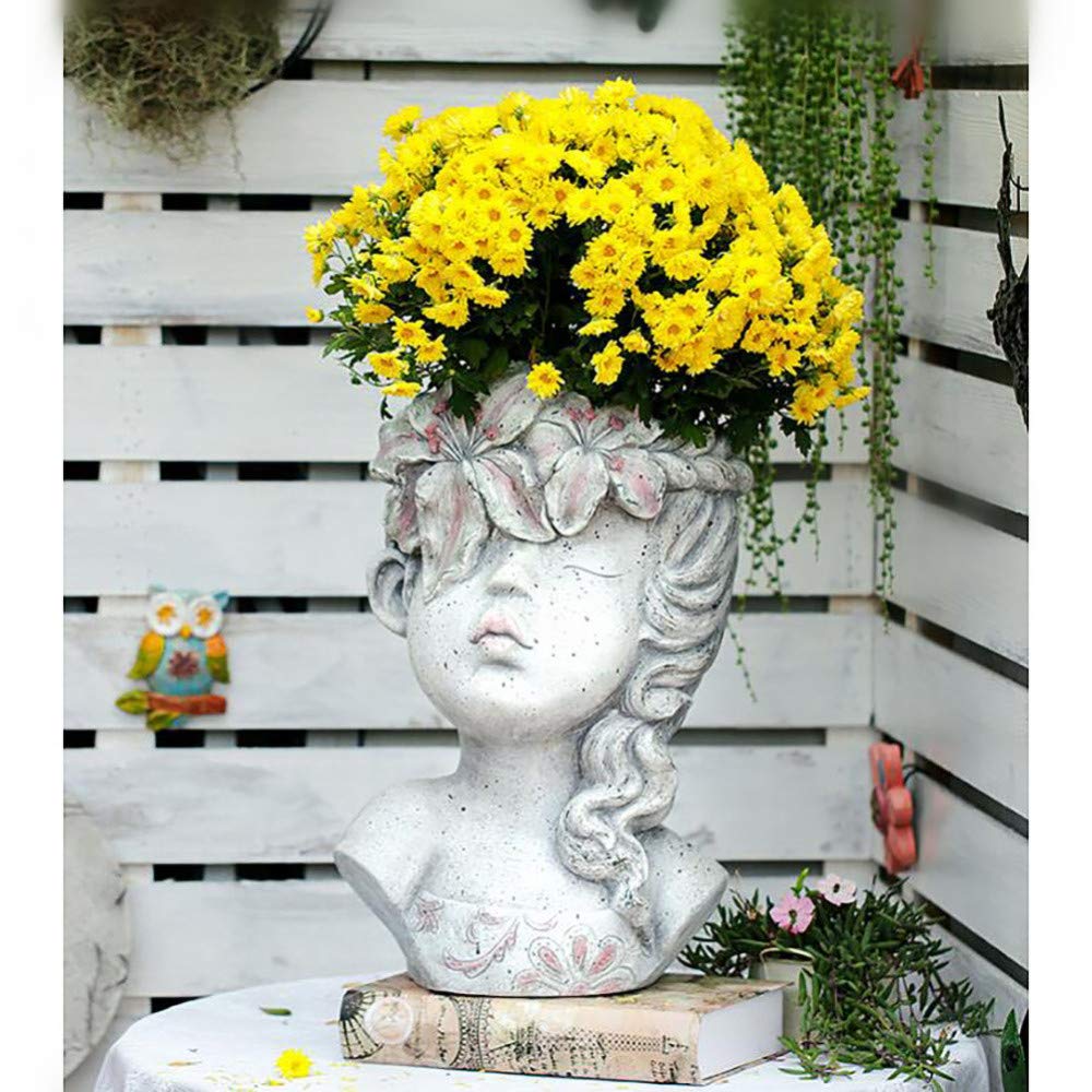 Creative Girl Planter Statue - 45cm Tall Flower Pot for Outdoor Garden, Balcony & Home Decor - Unique Sculpture Vase for Plants & Succulents | Perfect for Patio, Yard & Indoor Decorating