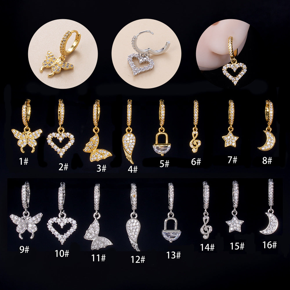 18K Gold Cartilage Huggie Earrings - Celestial Dangle Earrings for Women | HSPJ877 | Perfect for Everyday Wear, Parties & Special Occasions