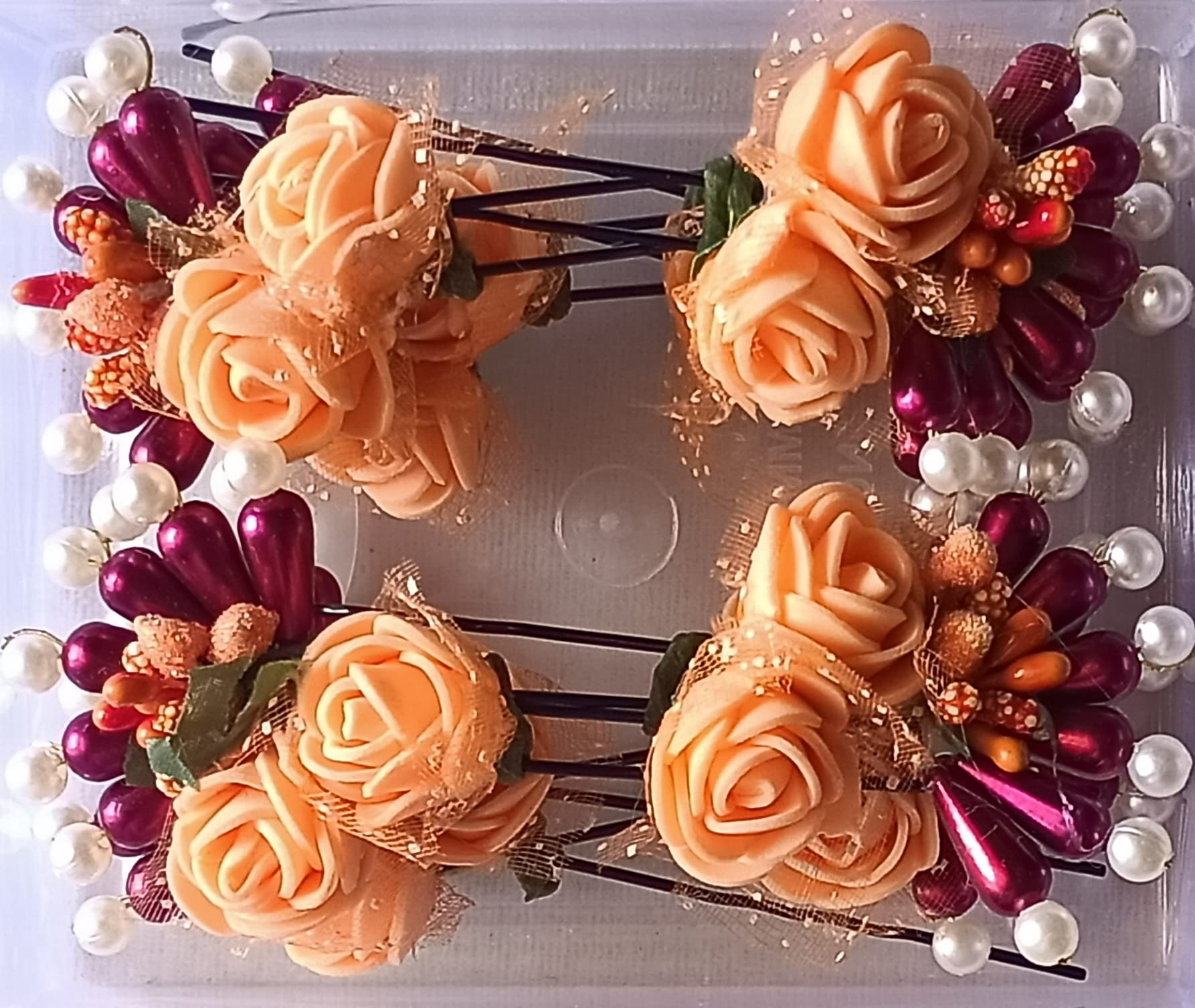 Pearl Patti Bridal Jewelry Pins - 8 Piece Set (Orange) for Wedding Hair Accessories, Bridal Party, and Special Occasions