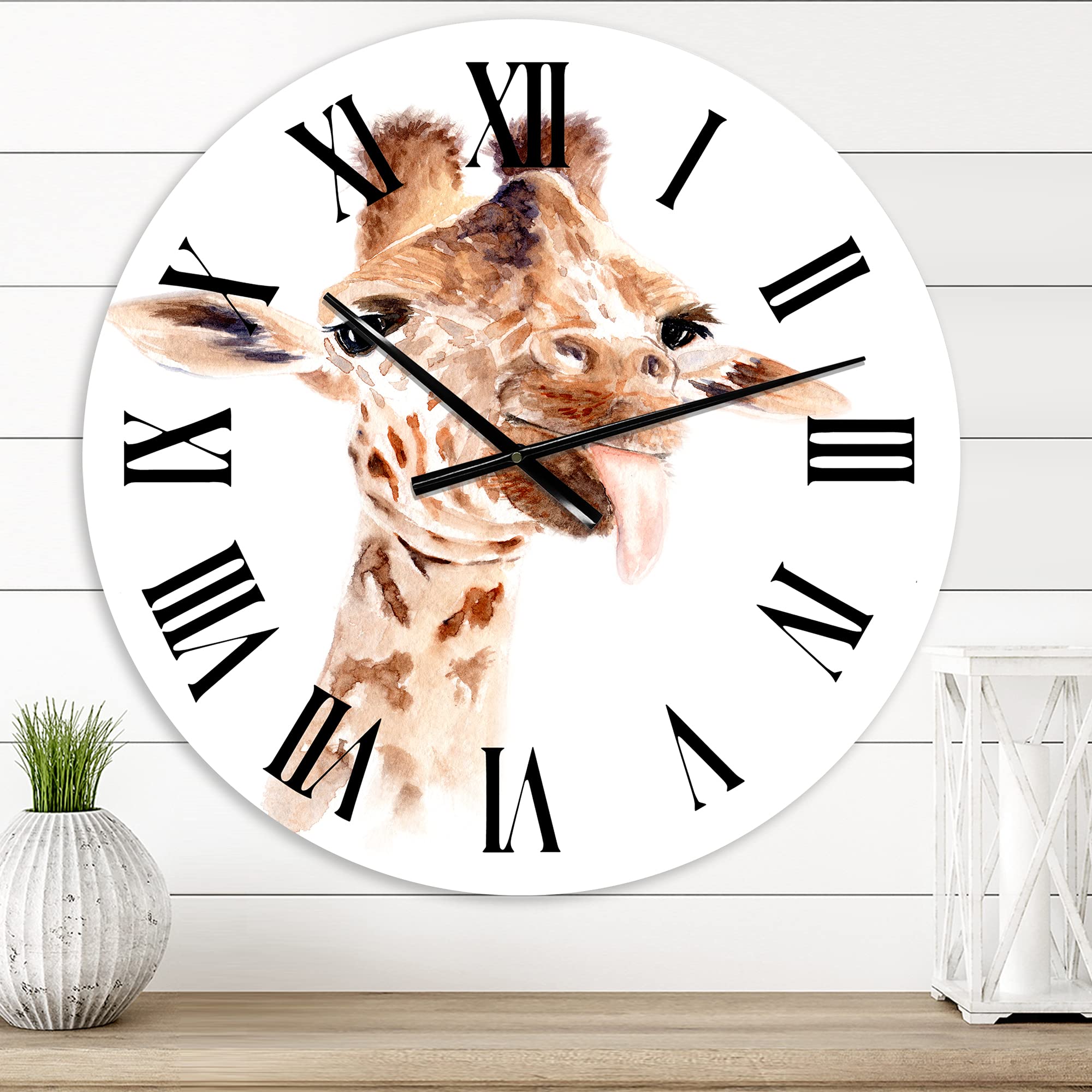 Farmhouse Wall Clock - Large Giraffe Portrait Wall Decor for Living Room, Kitchen, Bedroom | Rustic Animal Themed Home Décor | Perfect Gift for Housewarming & Birthday