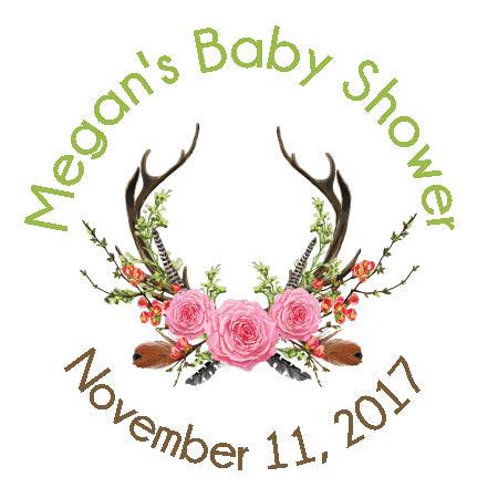 Boho Baby Shower Stickers - Deer Antler Design for Party Favors, Invitations & Decorations - Perfect for Gender Reveal, Nursery Decor & Scrapbooking