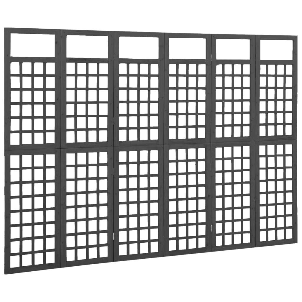 CHARMMA 6-Panel Solid Fir Wood Room Divider & Trellis Screen - 95.5