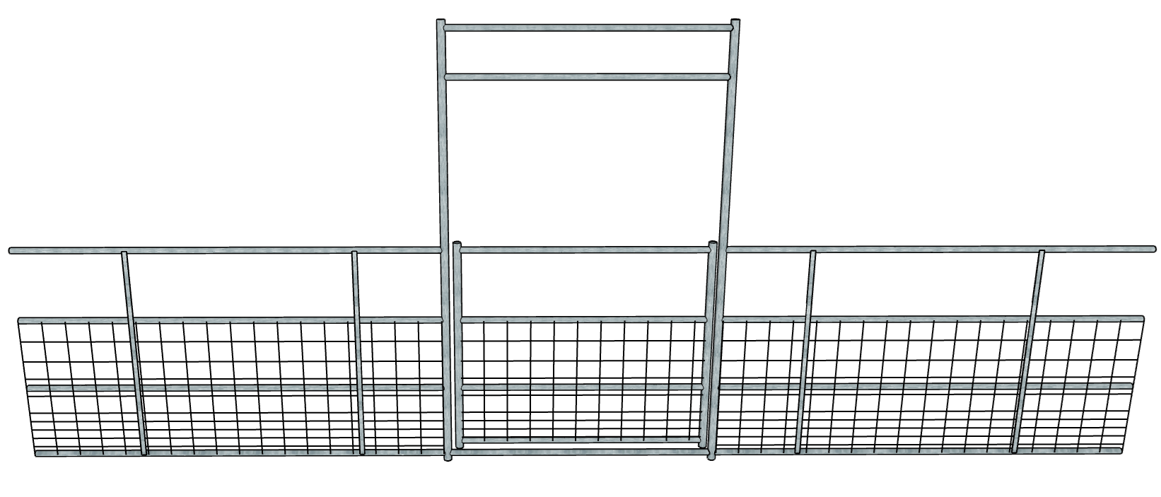 20 Ft Galvanized Steel 4-Rail Continuous Fence Panel with Heavy Duty Mesh - Ideal for Farm, Ranch, and Backyard Security Fencing