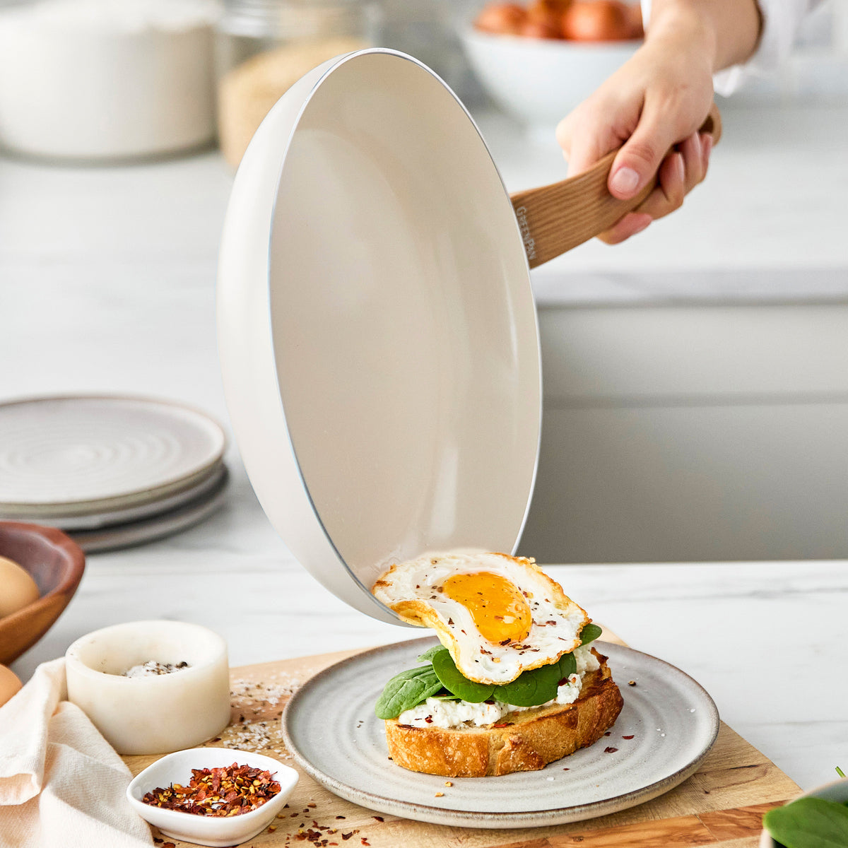 Premium 10-Piece Ceramic Nonstick Cookware Set - Healthy & Eco-Friendly Kitchen Essentials for Frying, Boiling & Sauteing | Cream Color | Perfect for Home Cooking & Family Meals