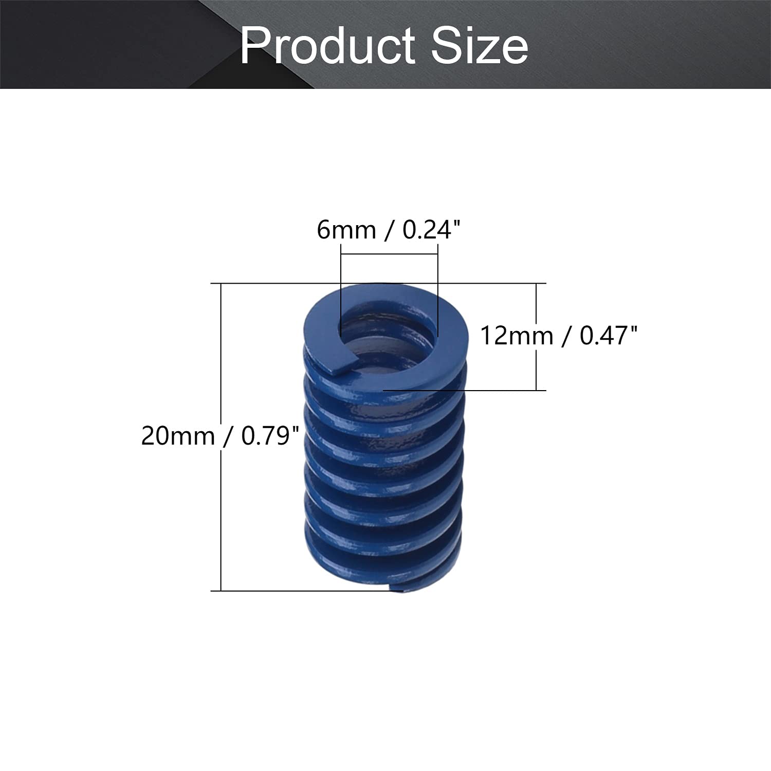 MroMax 3D Printer Die Springs - 12mm OD 20mm Long Spring Steel Compression Springs for 3D Printer Bed Leveling - Blue Spiral Stamping Light Load Mould Springs (2Pcs) - Perfect for Ender 3, CR-10, and Other FDM 3D Printers