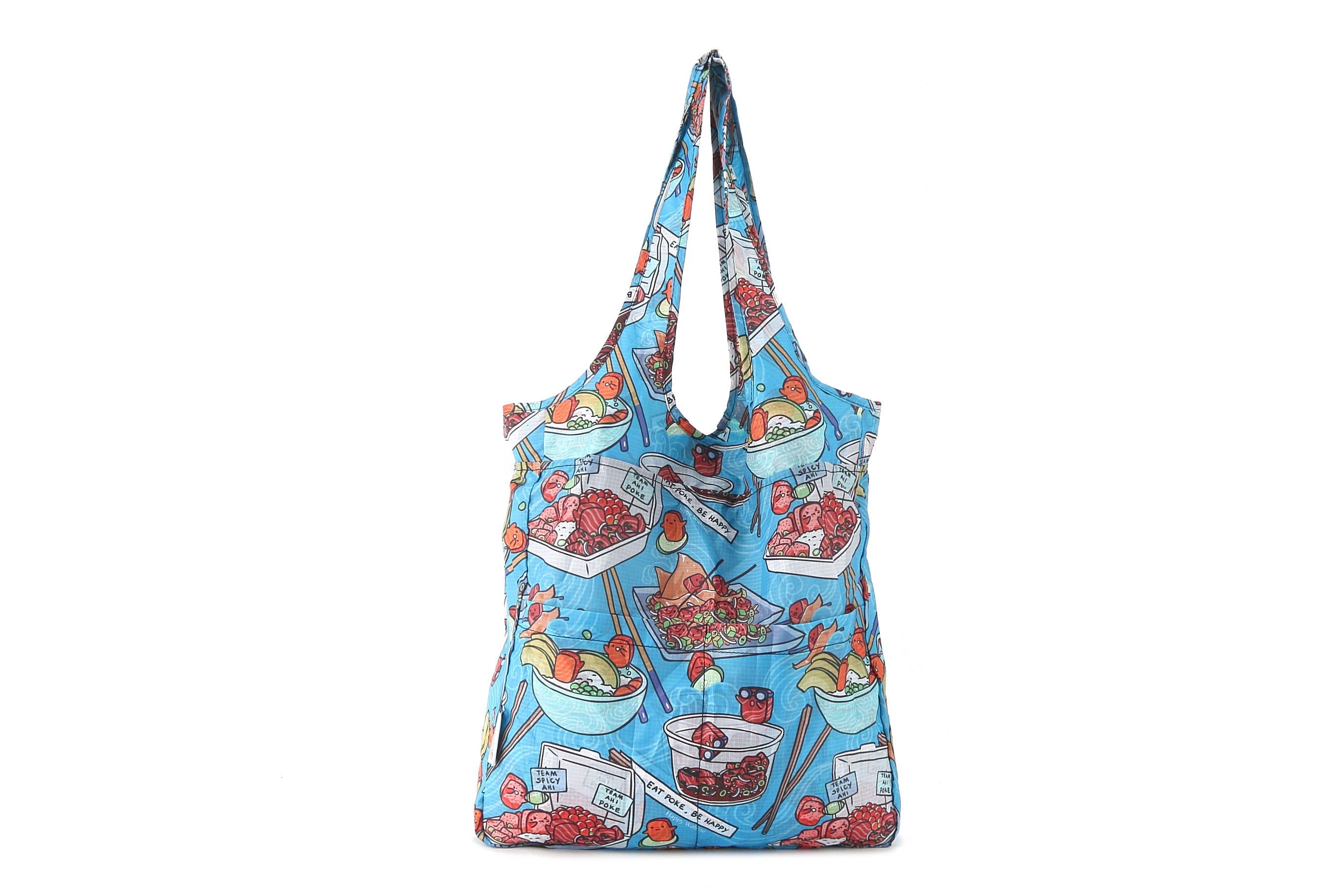 Foldable Reusable Shopping Bag - Jacqueline Poke Competition Blue - Perfect for Groceries, Travel & Beach Trips