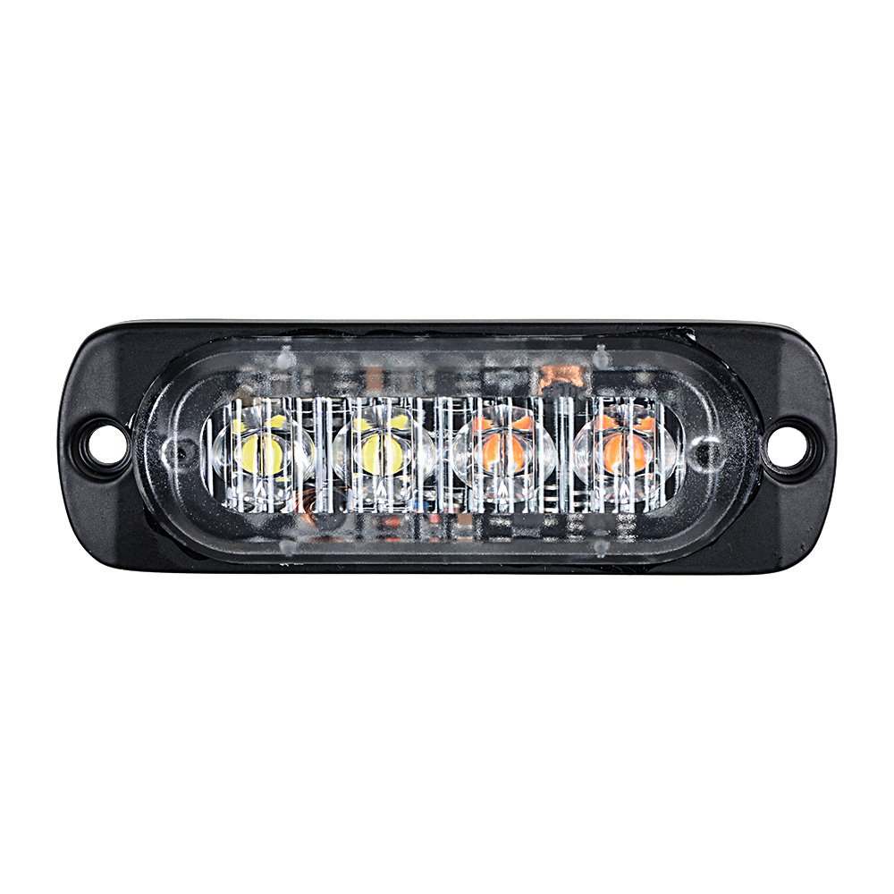 40pcs Amber/White Ultra Slim 12W 4-LED Emergency Strobe Lights for Vehicles - Car, Truck, Jeep, ATV, UTV, SUV, Van - Construction Zone & Roadside Warning Safety Lights