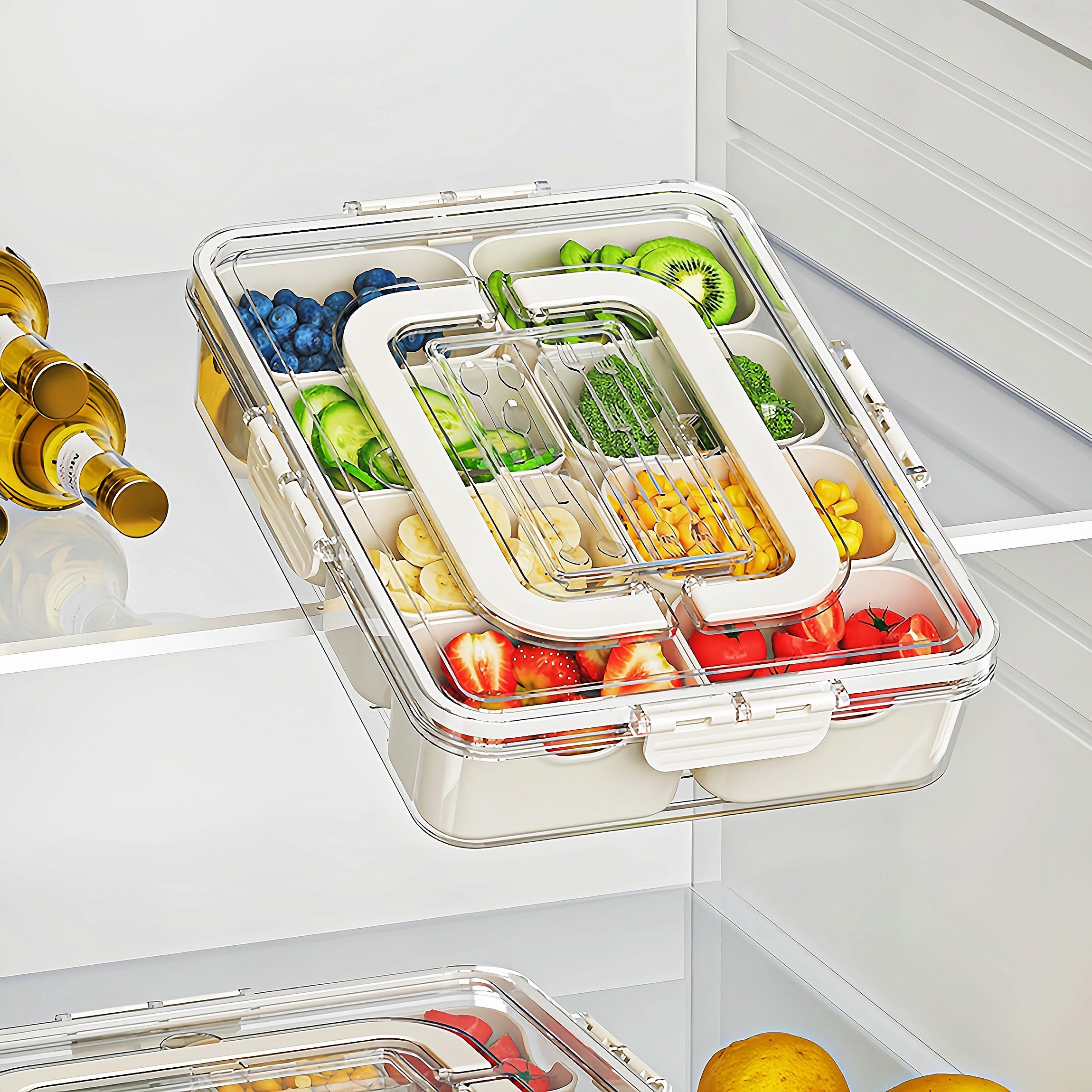 Snackle Box Container with Lid and Handle - Divided Serving Platters for Candy, Fruit, and Treats - Portable and Versatile Snackle Box - Perfect for Picnics, Parties, and On-the-Go Snacking