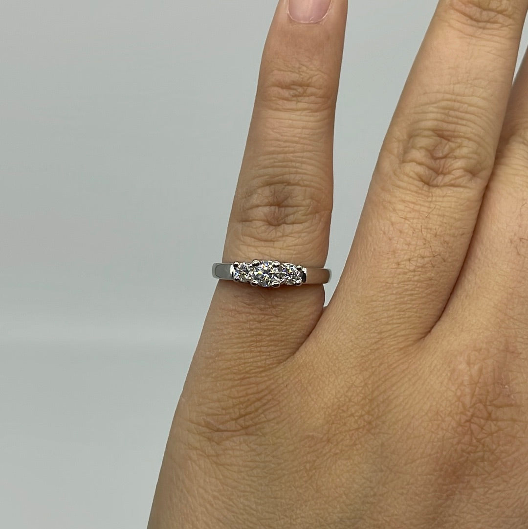 Platinum & 18K White Gold Three Stone Diamond Engagement Ring 0.45ctw Size 6.25 - Perfect for Proposals, Anniversaries & Wedding Bands
