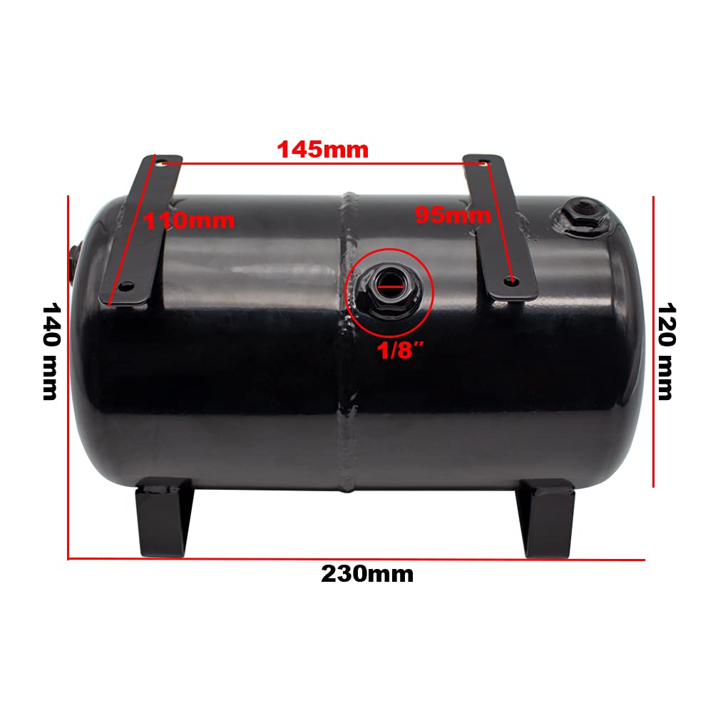 iDili AS18B/AS186 3.5L 4-Hole Air Storage Tank with Prolonged Pump Life - Black Air Compressor Accessory for Painting, Inflating Tires, Nail Guns & Pneumatic Tools