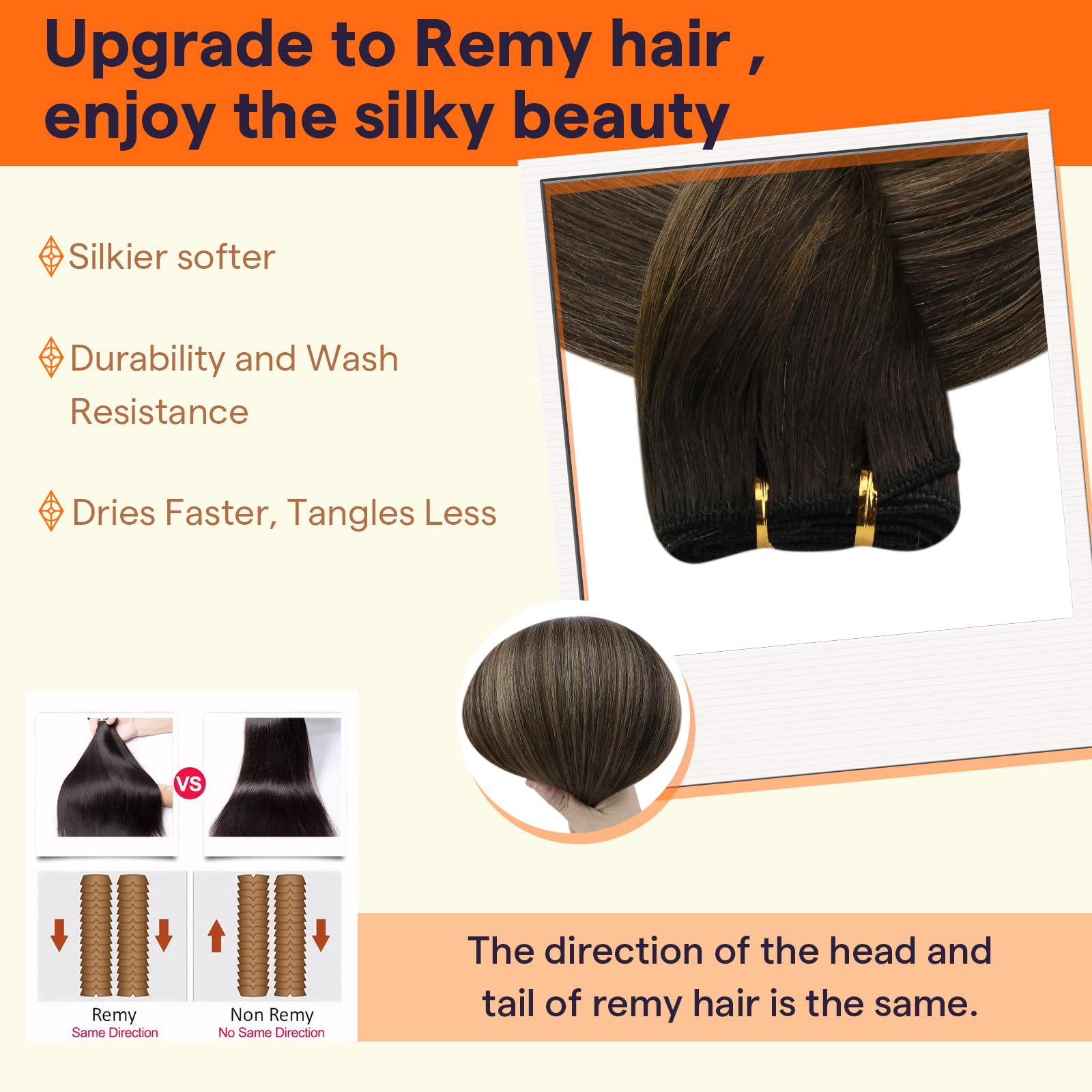 22 Inch Full Shine Sew-In Hair Extensions - 100% Real Human Remy Hair Weft for Natural Look | Perfect for Daily Wear, Special Occasions & Styling