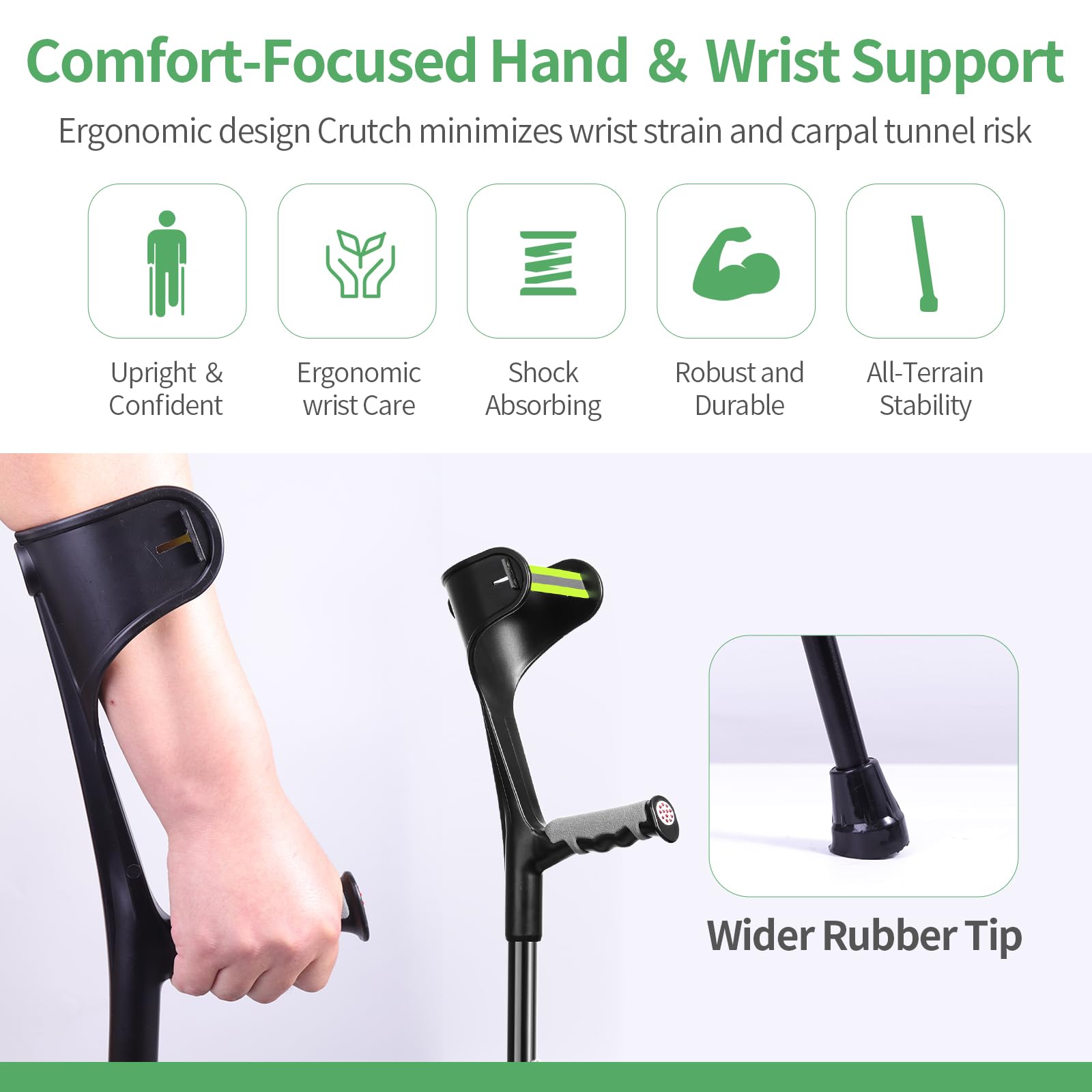 **Adjustable Aluminum Forearm Crutches for Adults (1 Pair) - Lightweight, Folding & Portable Walking Support - Non-Slip, Detachable Leg Crutches for Injury Recovery & Mobility Assistance**