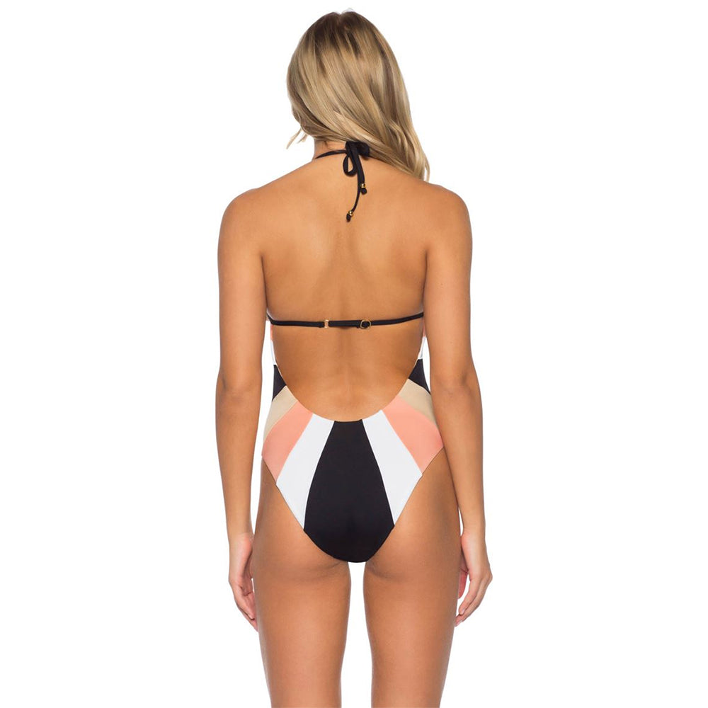Isabella Rose Plunge Halter One Piece Women's Swimsuit - Sexy High Cut Bathing Suit for Beach, Pool & Vacation | Tummy Control Swimwear for Women