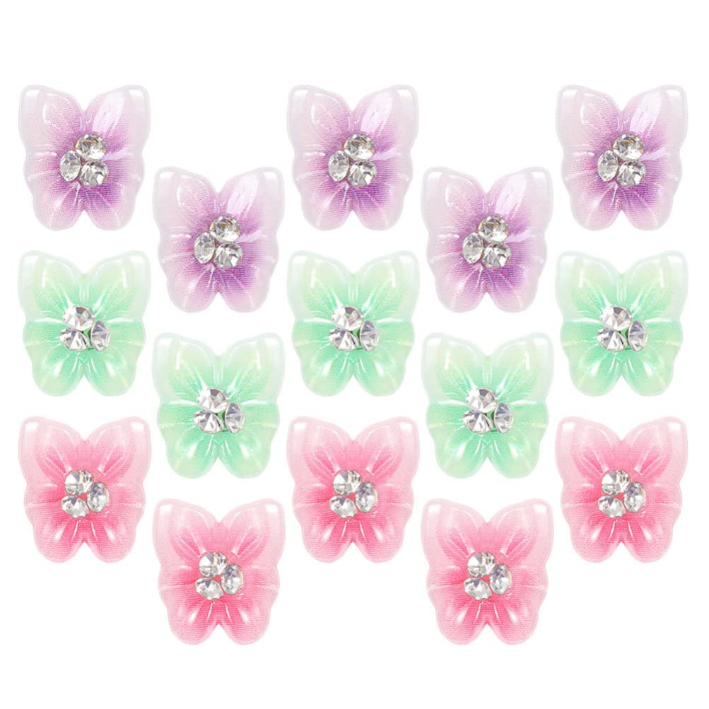 FOMIYES 15Pcs Flower & Rhinestone Butterfly Nail Charms - DIY Nail Art Decals for Women - Perfect for Manicure, Nail Salon, Wedding & Party Nail Designs