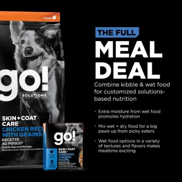 Go! Solutions Skin & Coat Care Chicken Recipe with Grains Dry Dog Food - Premium Nutrition for Healthy Skin & Shiny Coat - Perfect for Adult Dogs with Sensitive Skin or Allergies