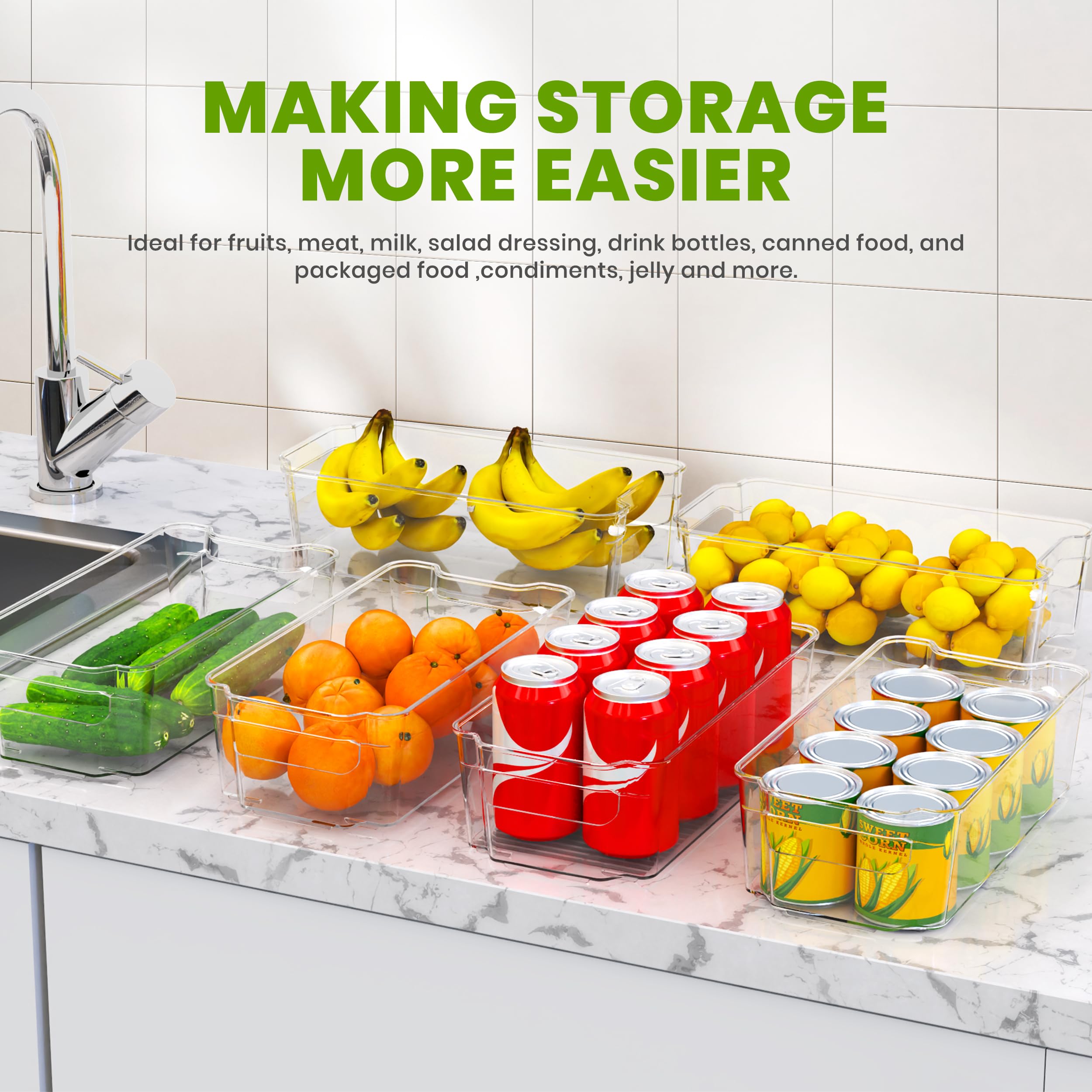 Utopia Home - 16-Pack Clear Stackable Fridge Organizer Bins for Refrigerator & Pantry Storage - Kitchen Organization Essentials for Fruits, Vegetables, Snacks & Meal Prep